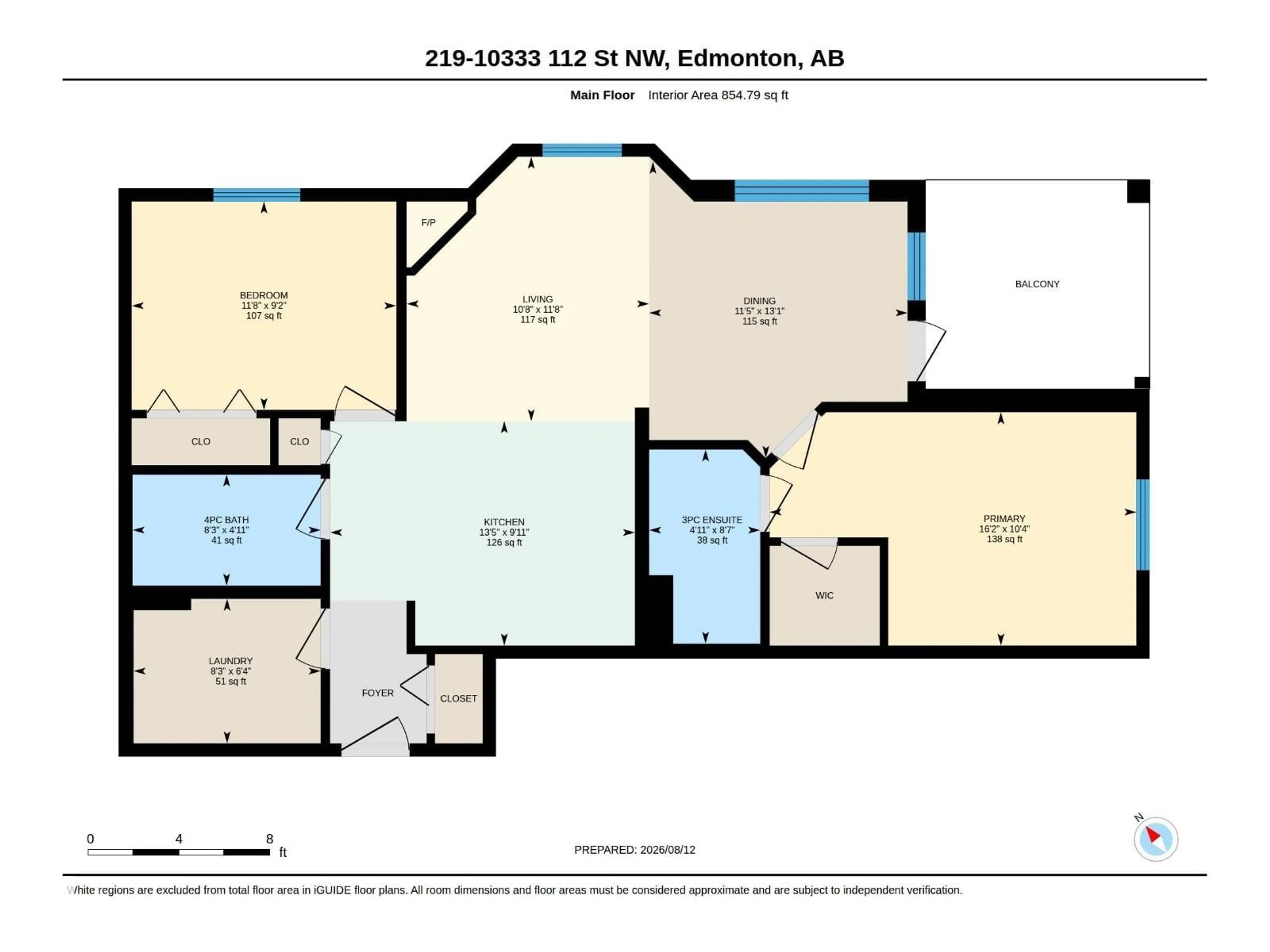 Floor plan for 219 - 10333 112 ST, Edmonton Alberta T5K0B4