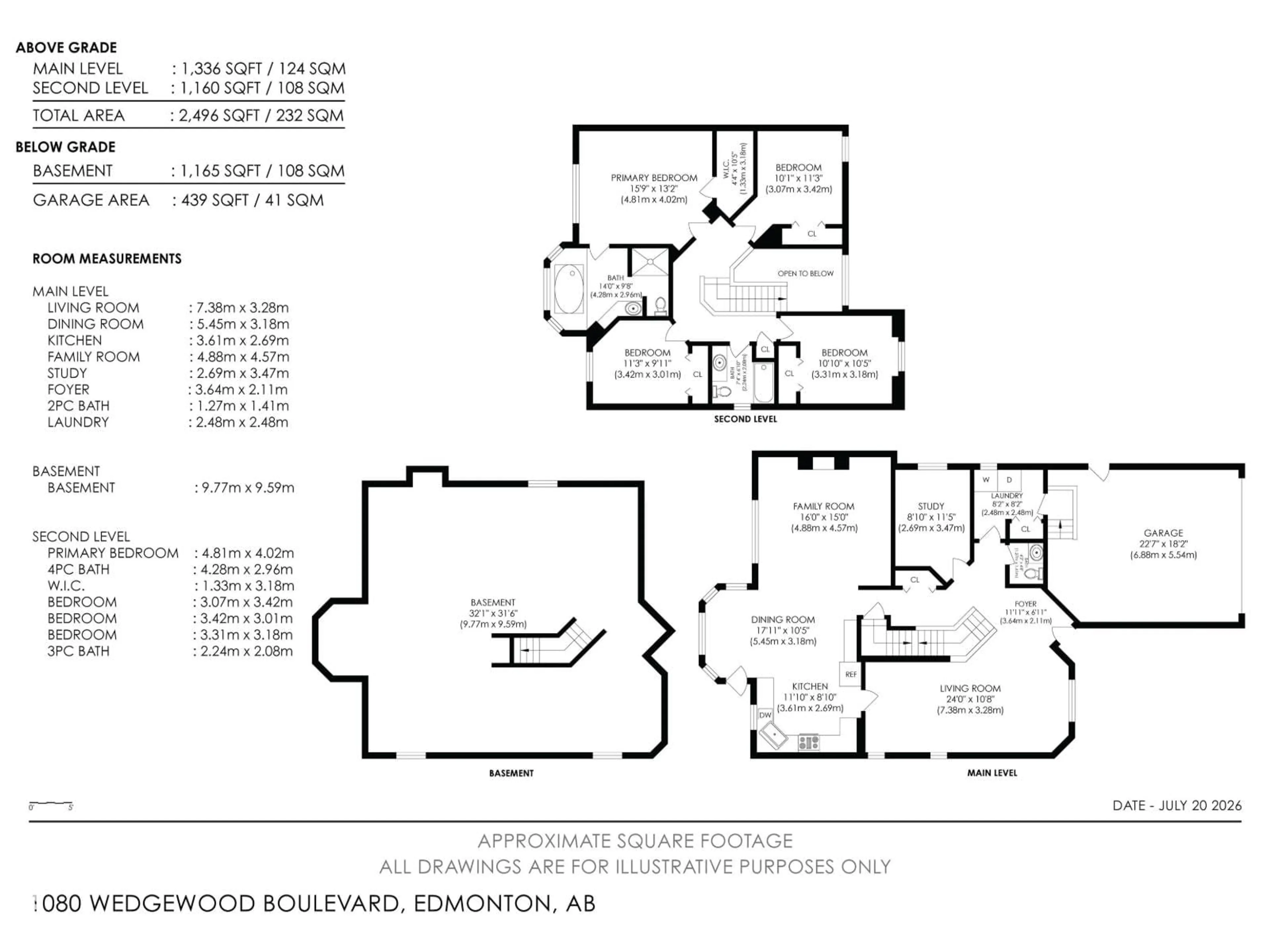 Floor plan for 1080 WEDGEWOOD BV, Edmonton Alberta T6M2L6