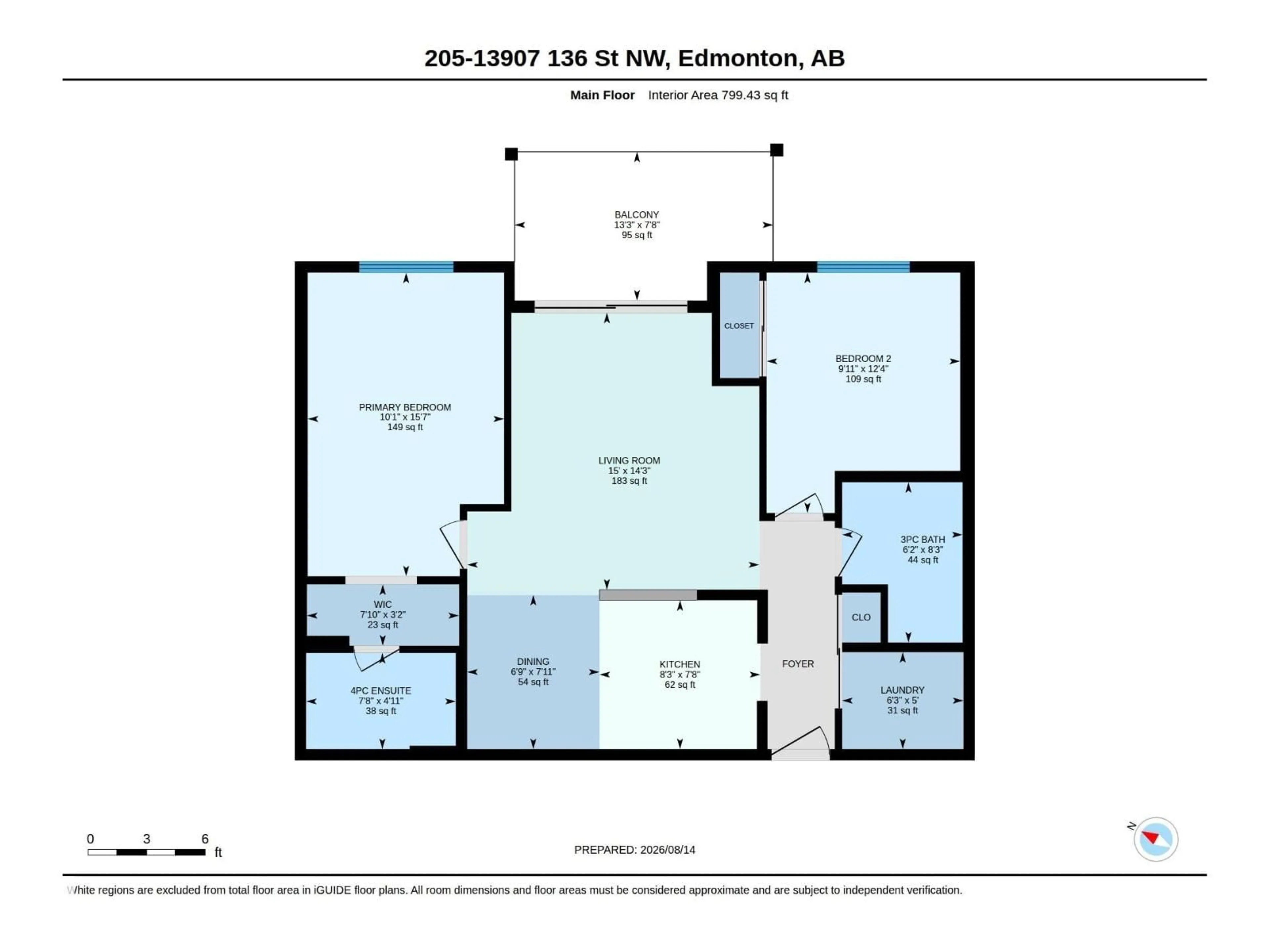 Floor plan for 205 13907 136 ST NW, Edmonton Alberta T6V1Y5