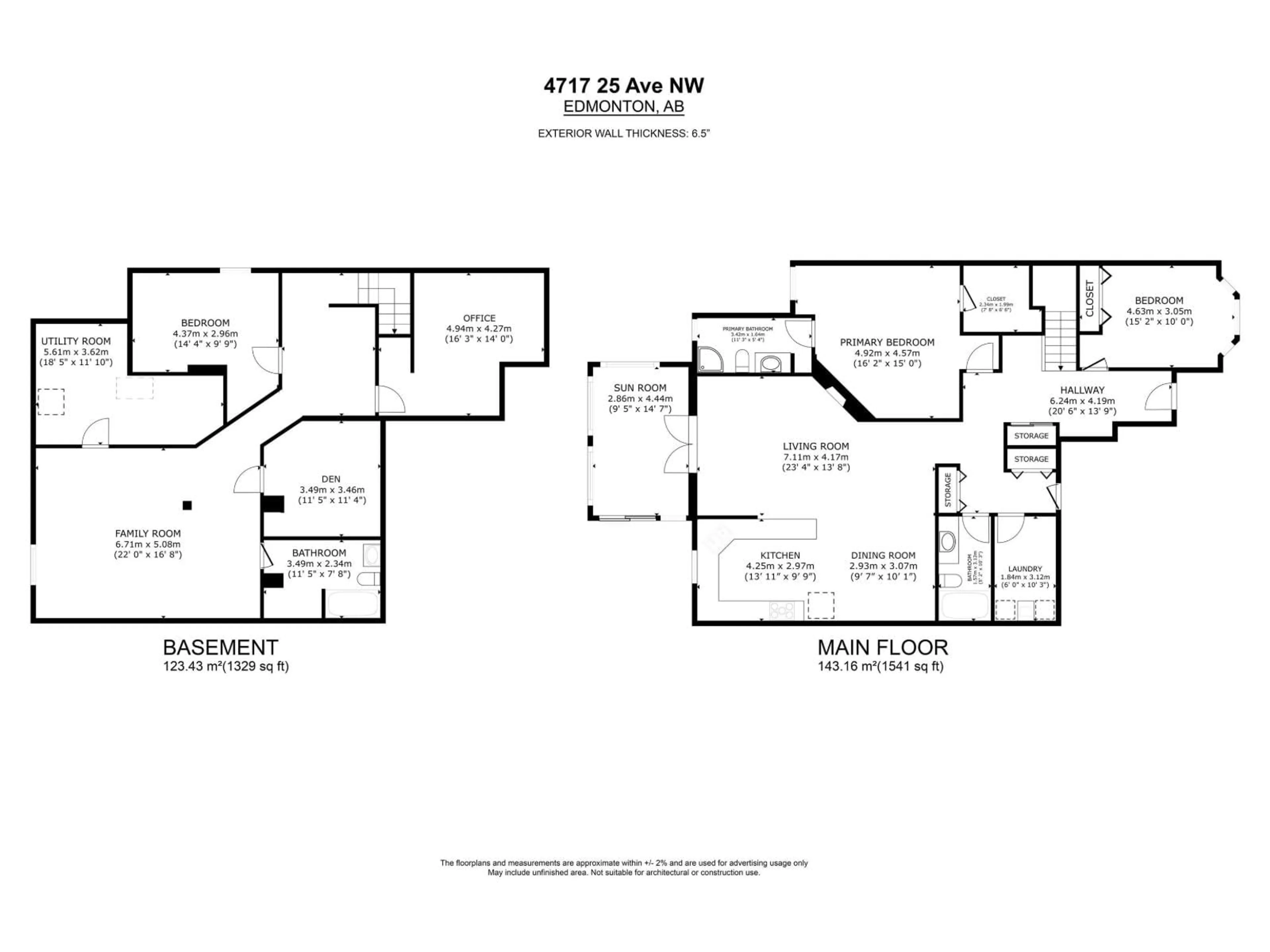 Floor plan for 4717 25 AV, Edmonton Alberta T6L6J2