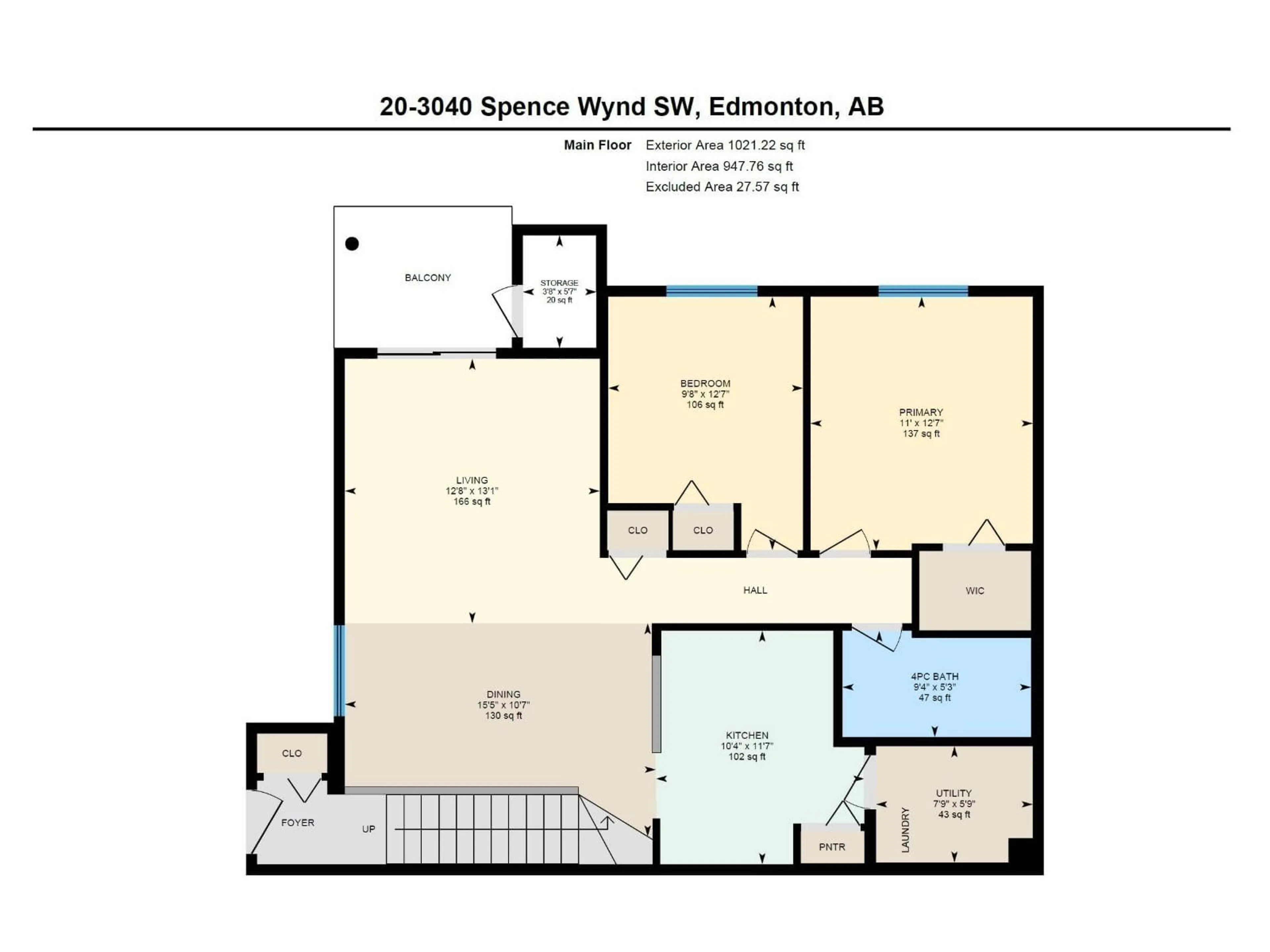 Floor plan for 20 3040 SPENCE WD SW, Edmonton Alberta T6X1N7