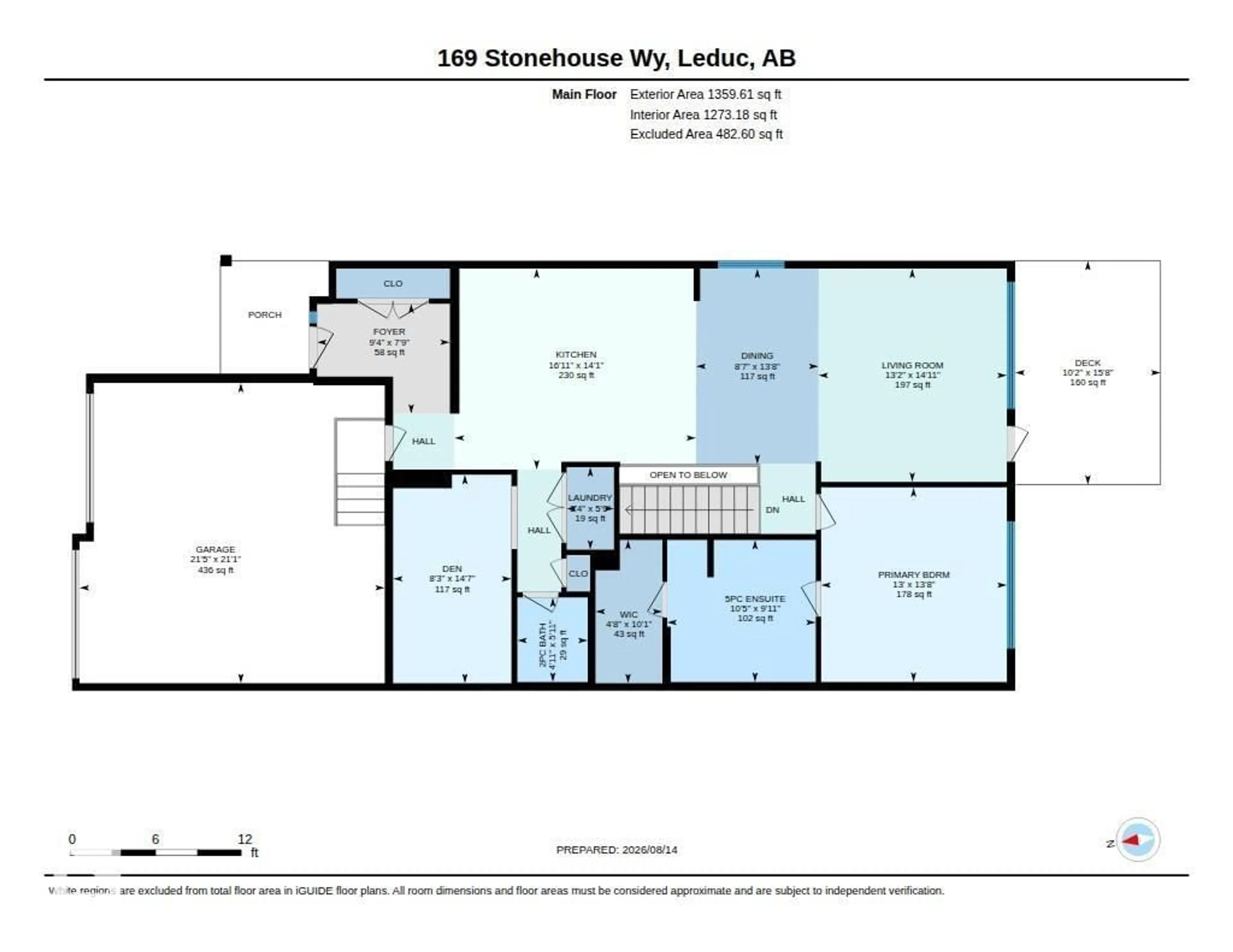 Floor plan for 169 STONEHOUSE WY, Leduc Alberta T9E1R2
