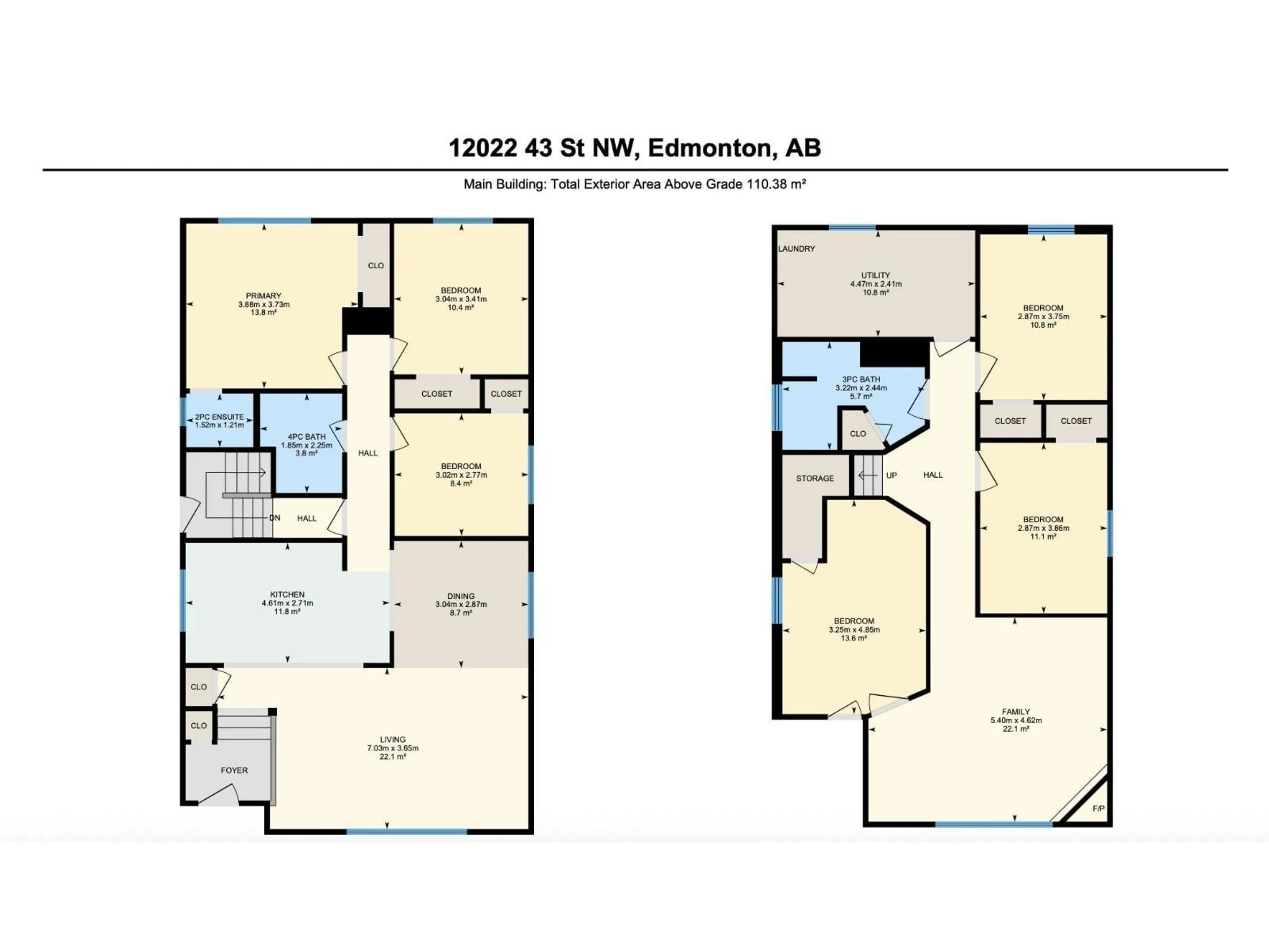 Floor plan for 12022 43 ST, Edmonton Alberta T5W2P8