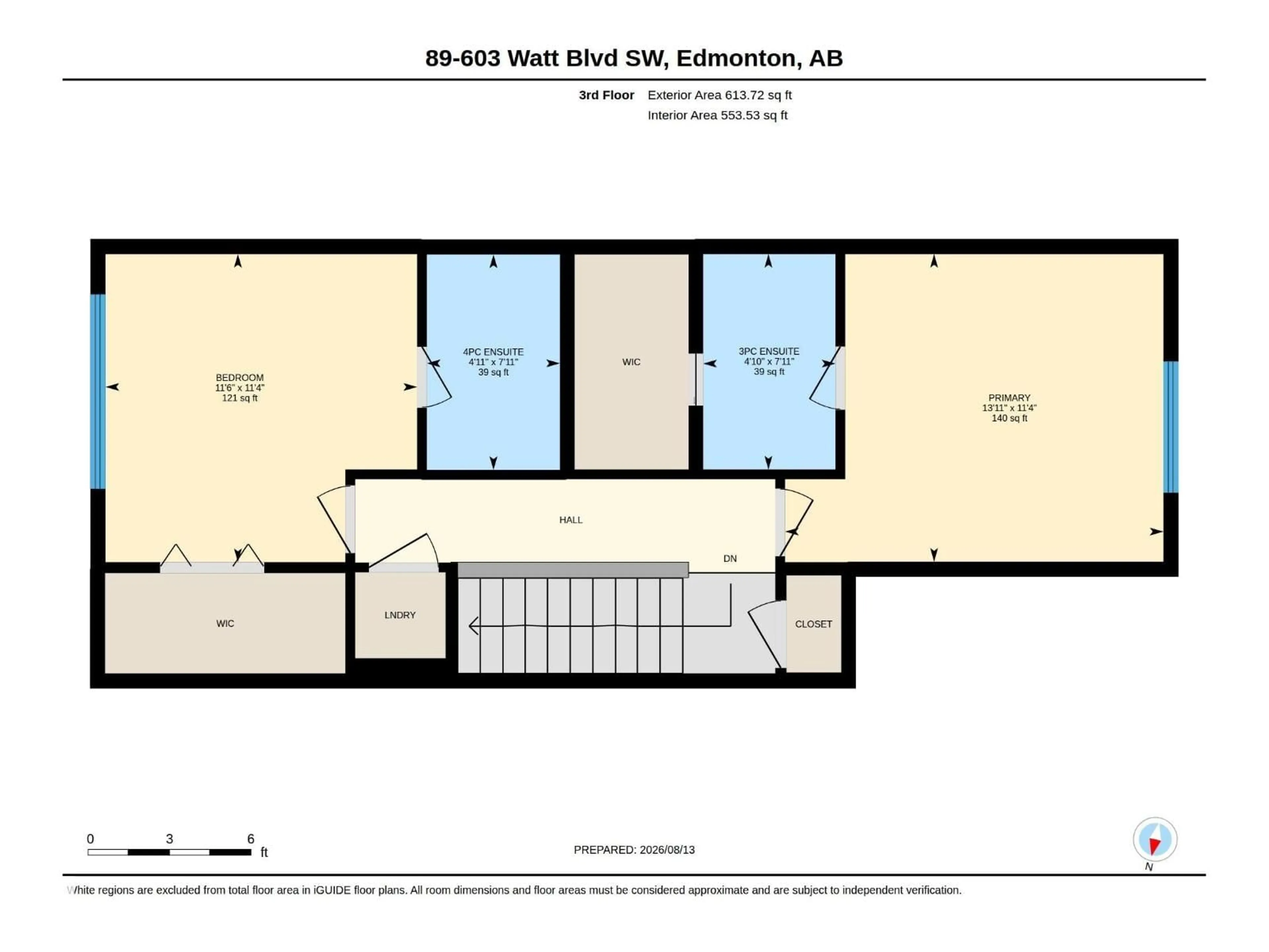 Floor plan for 603 - 89 WATT BV, Edmonton Alberta T6X0P3