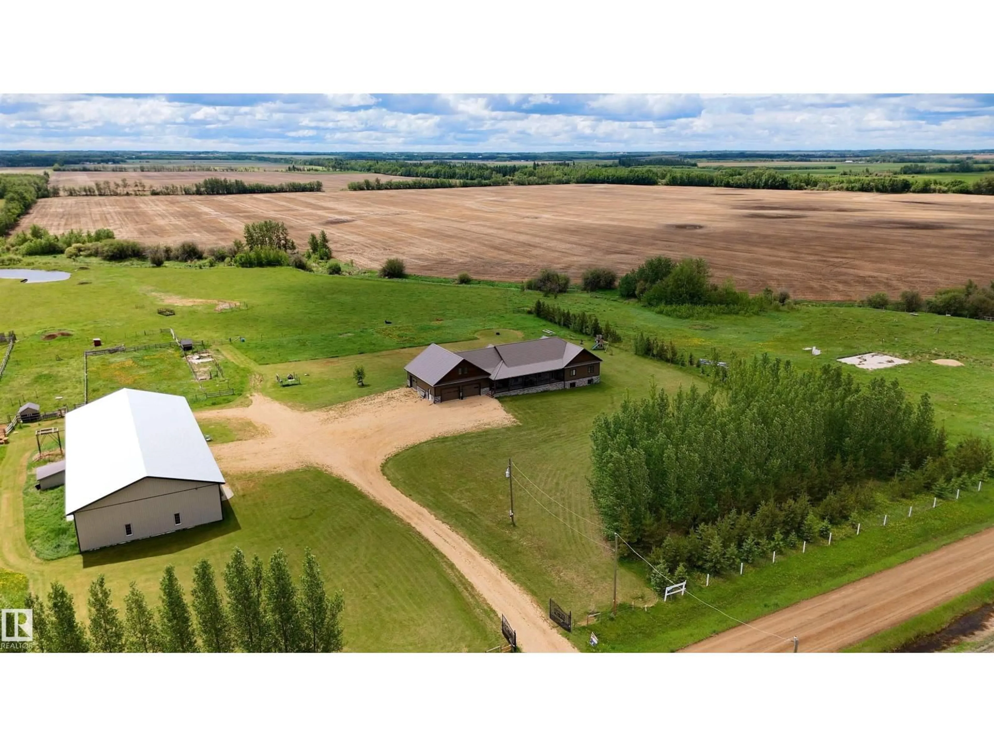 A pic from outside/outdoor area/front of a property/back of a property/a pic from drone, unknown for 26517 TWP ROAD 584, Rural Westlock County Alberta T0G1W0