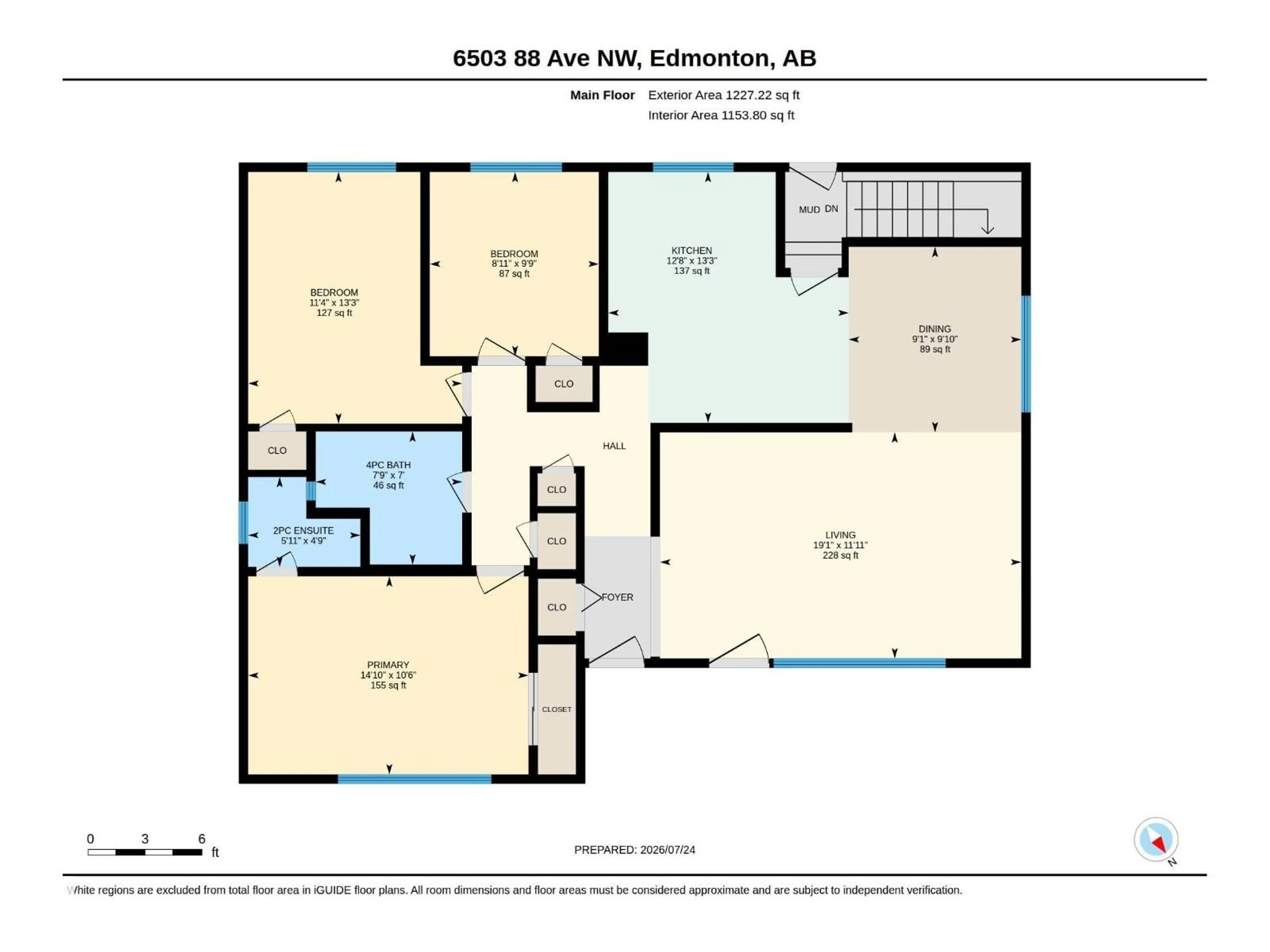 Floor plan for 6503 88 AV, Edmonton Alberta T6B0M1