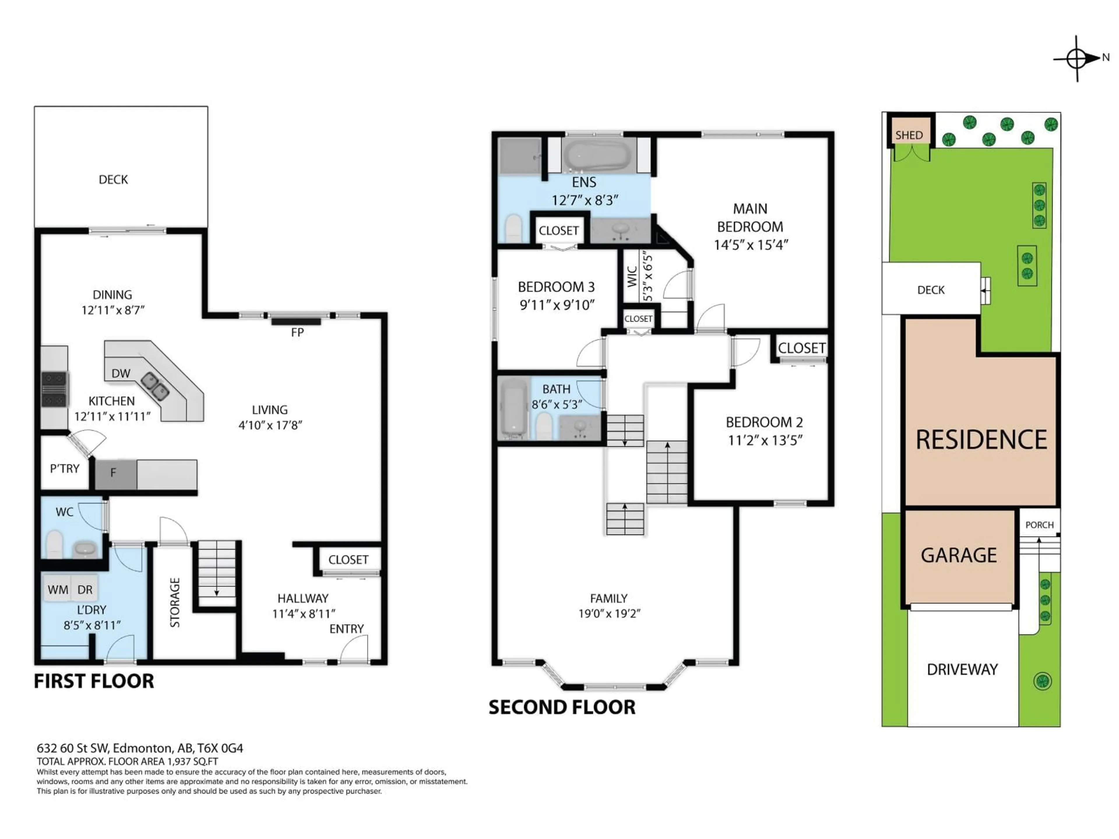 Floor plan for 632 60 ST, Edmonton Alberta T6X0G4