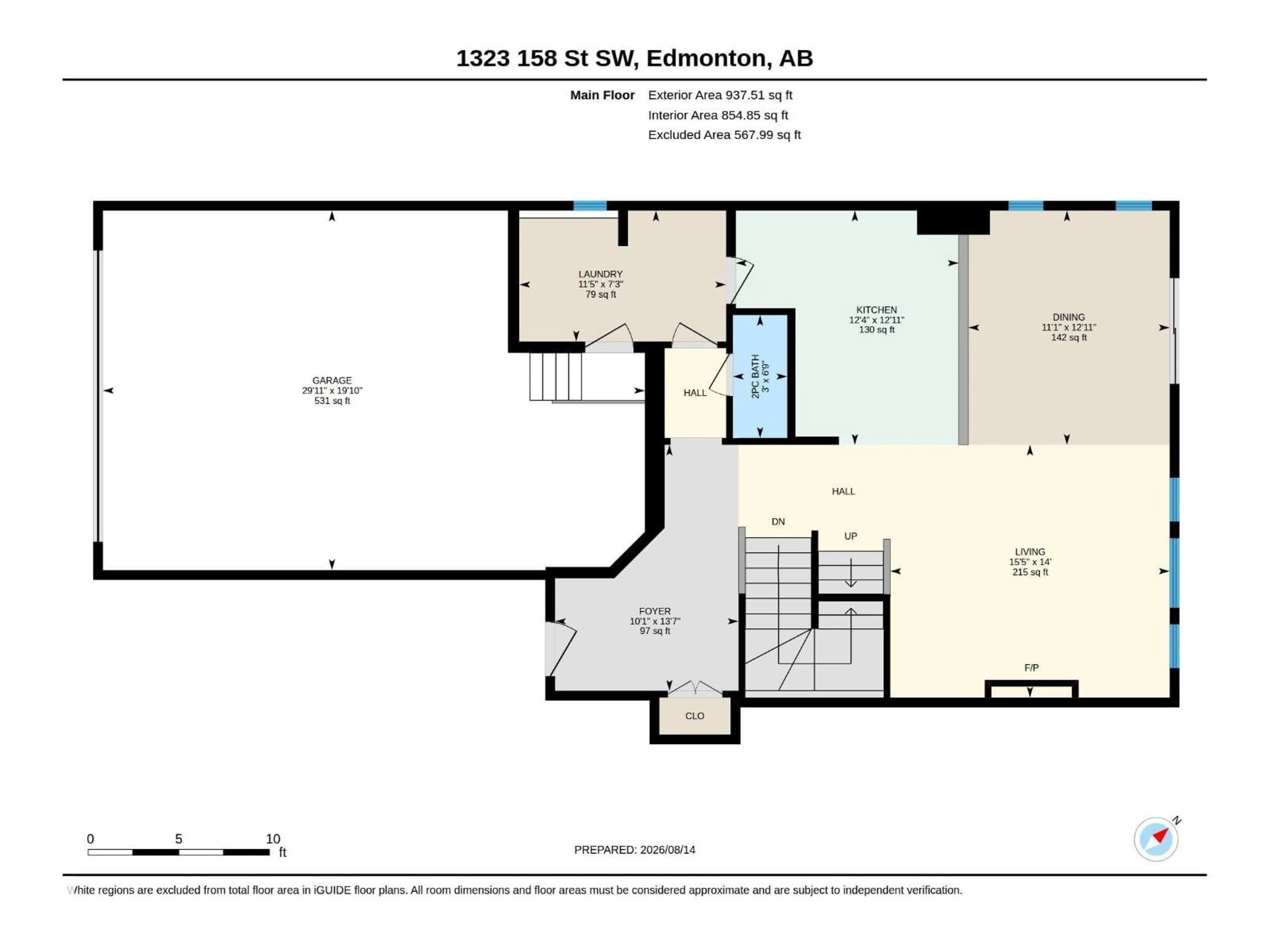 Floor plan for SW - 1323 158 ST, Edmonton Alberta T6W2N5