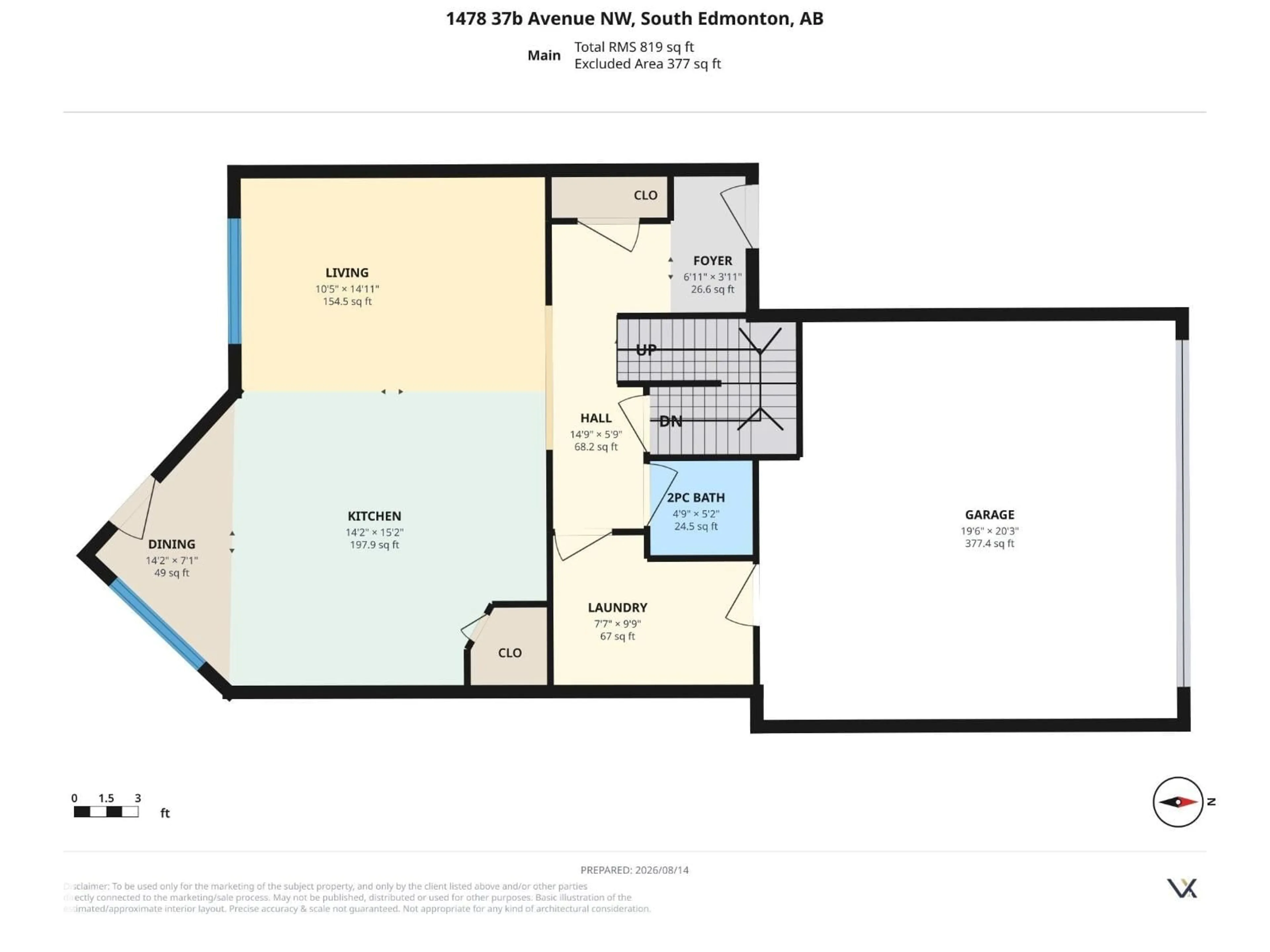 Floor plan for 1478 37B AV, Edmonton Alberta T6T0J1
