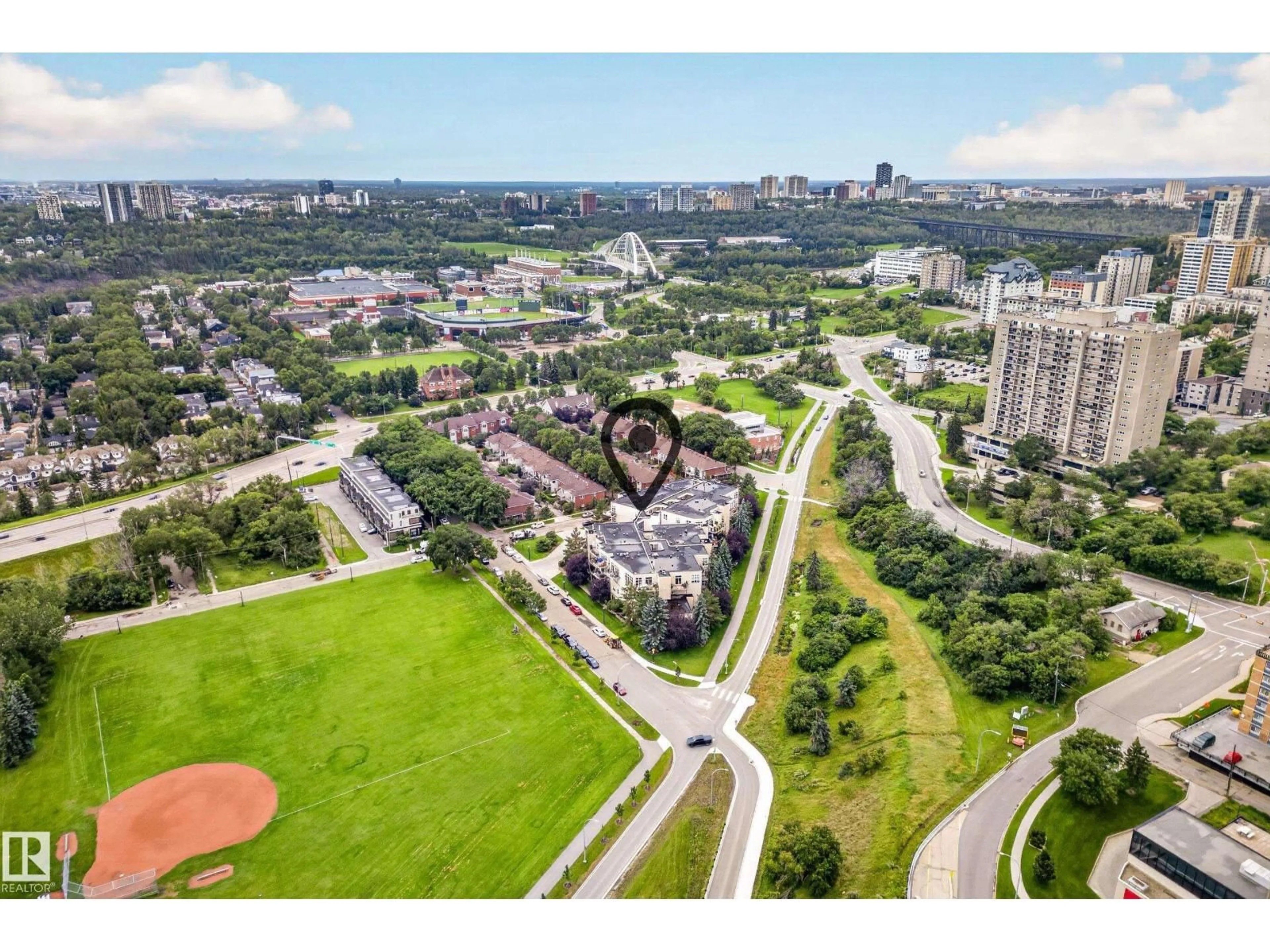 A pic from outside/outdoor area/front of a property/back of a property/a pic from drone, city buildings view from balcony for 304 - 9804 101 ST, Edmonton Alberta T5K2X3