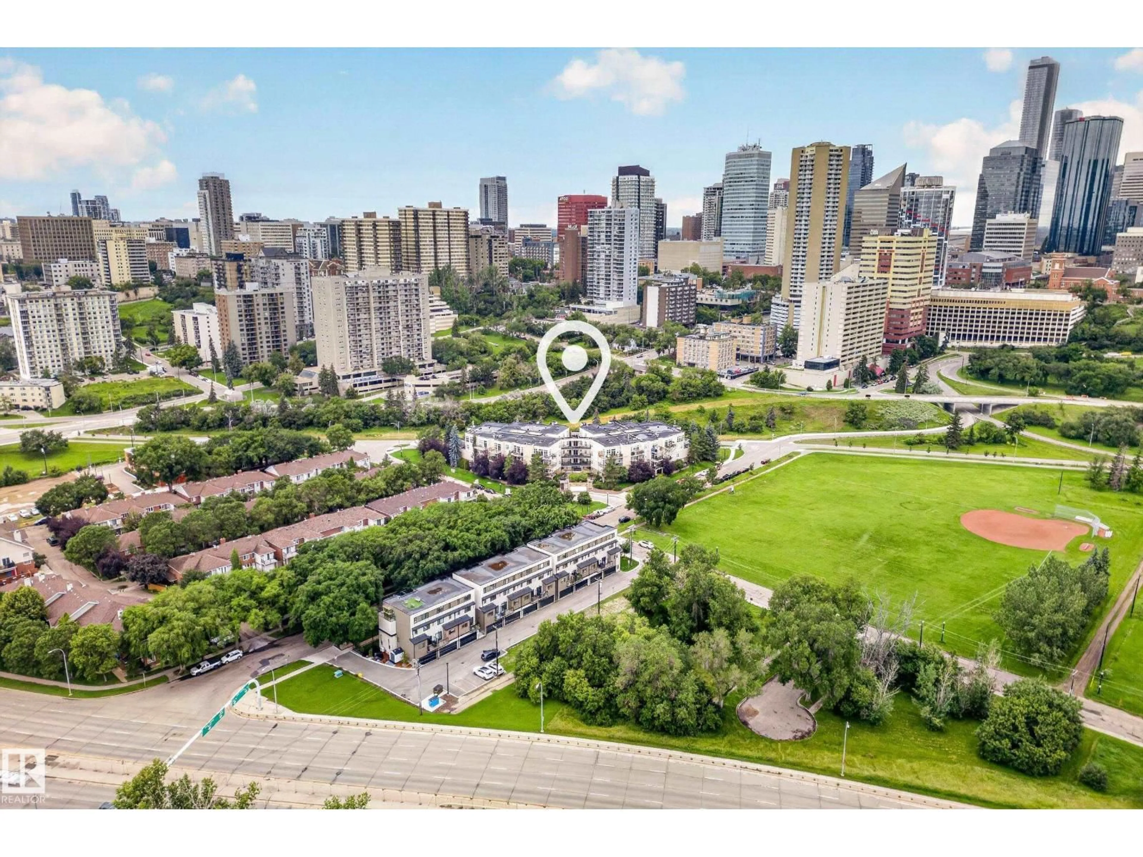 A pic from outside/outdoor area/front of a property/back of a property/a pic from drone, city buildings view from balcony for 304 - 9804 101 ST, Edmonton Alberta T5K2X3