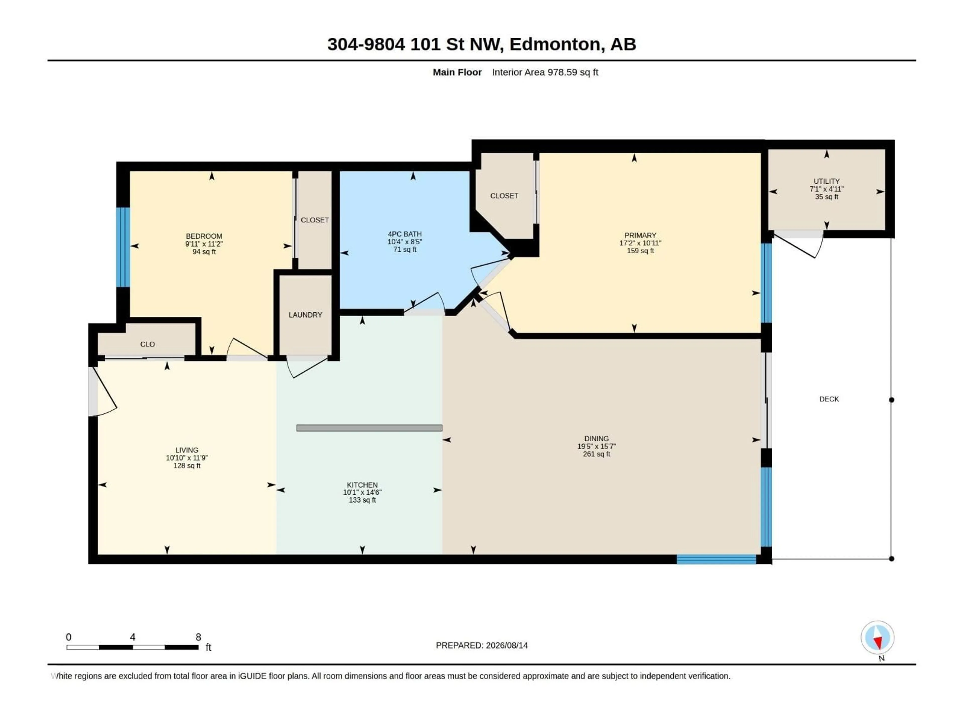 Floor plan for 304 - 9804 101 ST, Edmonton Alberta T5K2X3