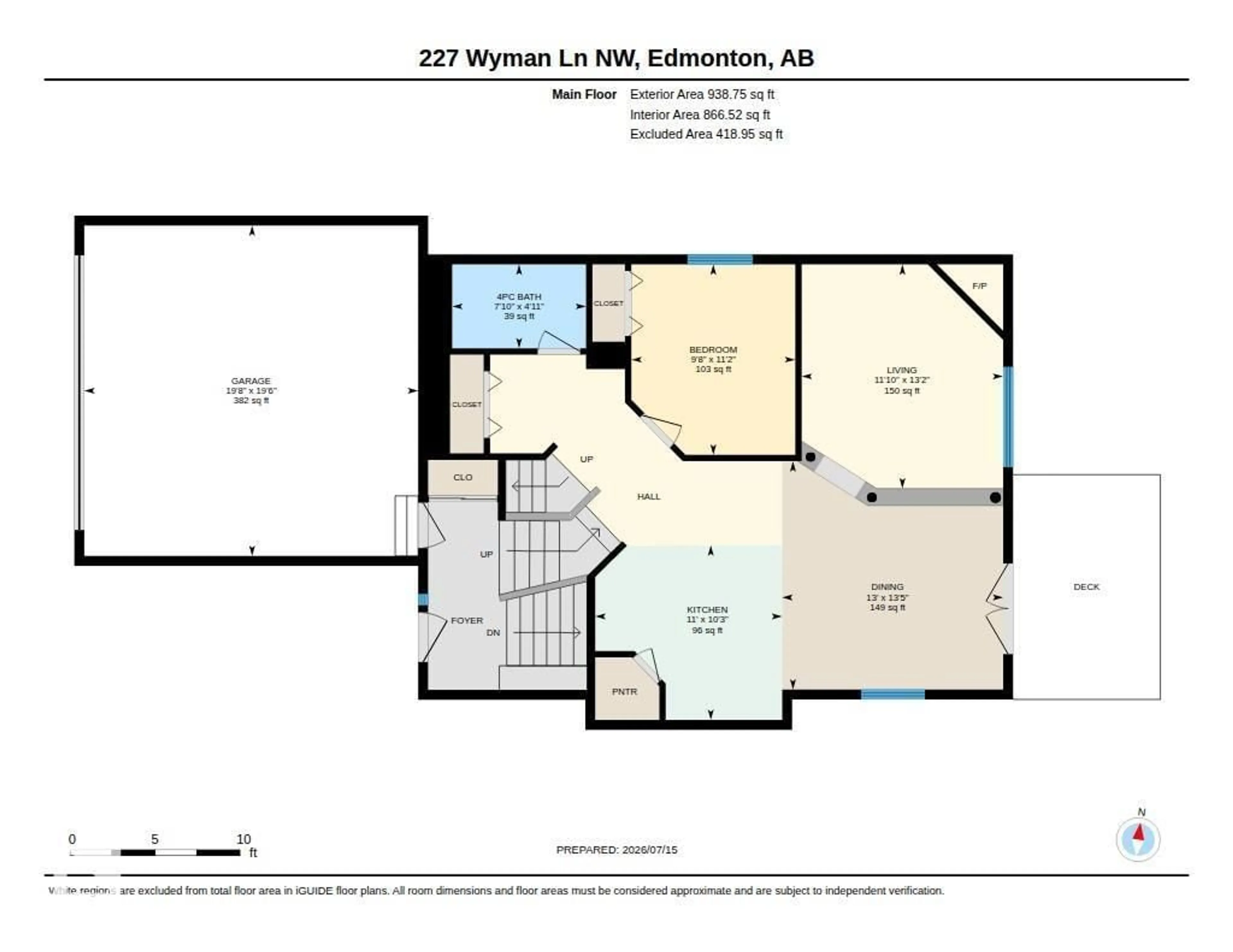 Floor plan for 227 WYMAN LN, Edmonton Alberta T6T1M9