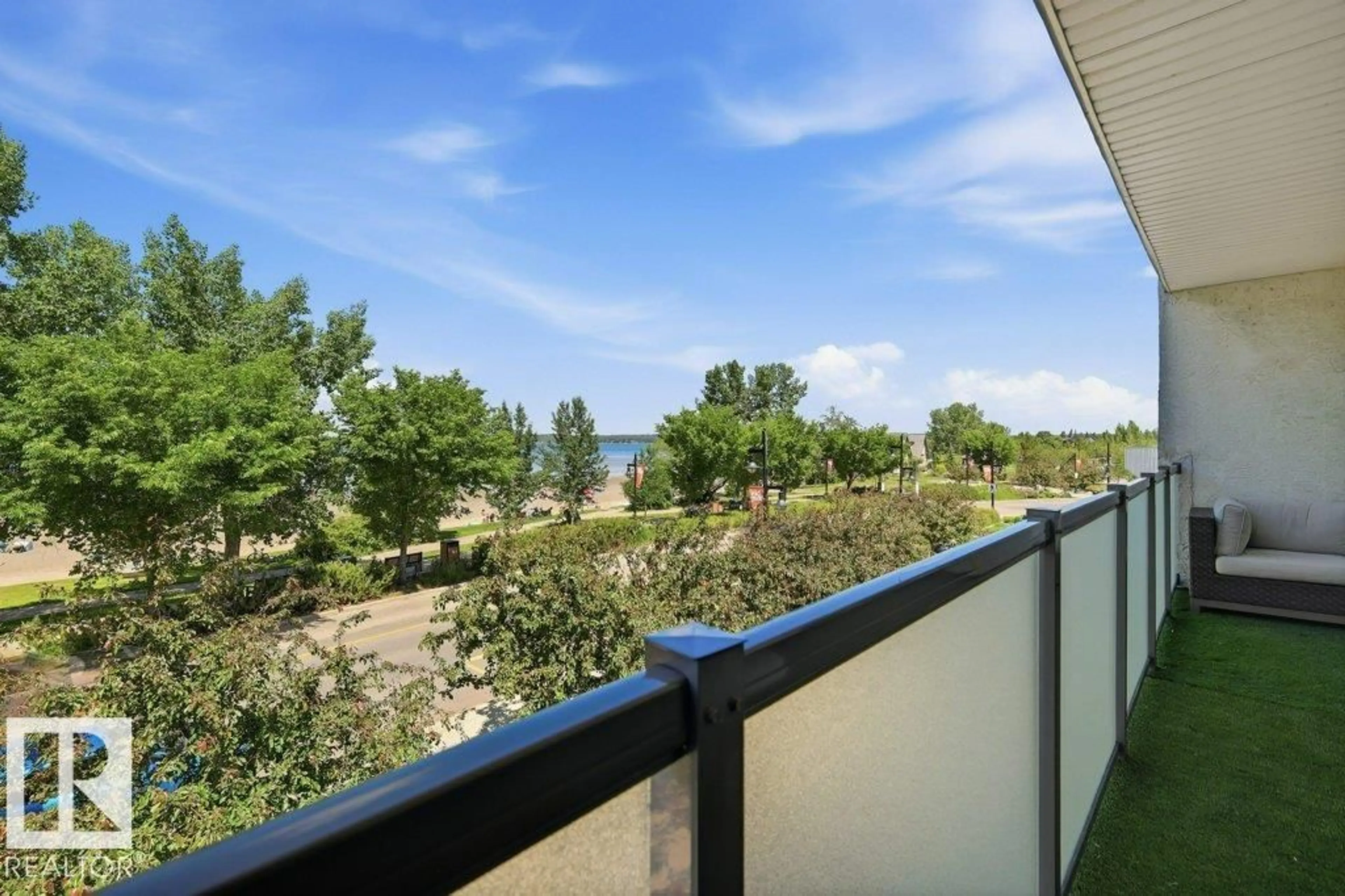 Balcony in the apartment, water/lake/river/ocean view for #6 - 4415 LAKESHORE DR, Sylvan Lake Alberta T4S1C7