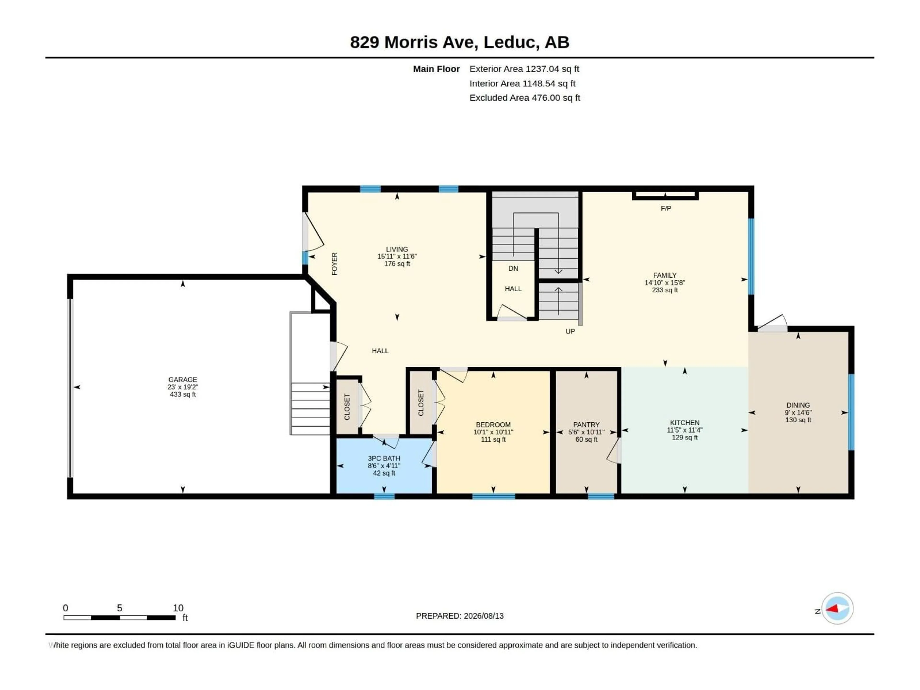 Floor plan for 829 MORRIS AV, Leduc Alberta T9E1G1