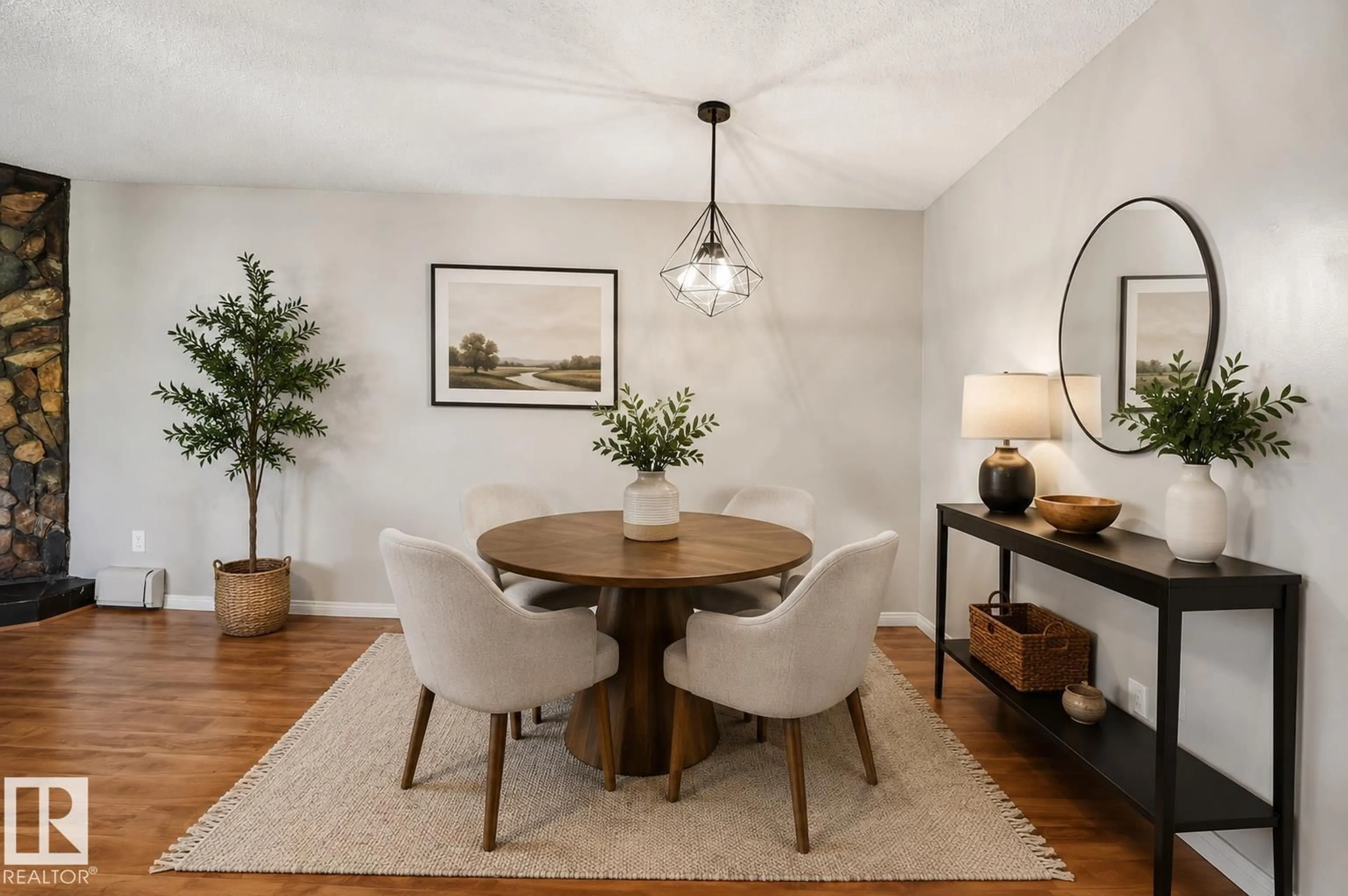 Dining room, wood/laminate floor for #107 - 10138 116 ST, Edmonton Alberta T5K1V8