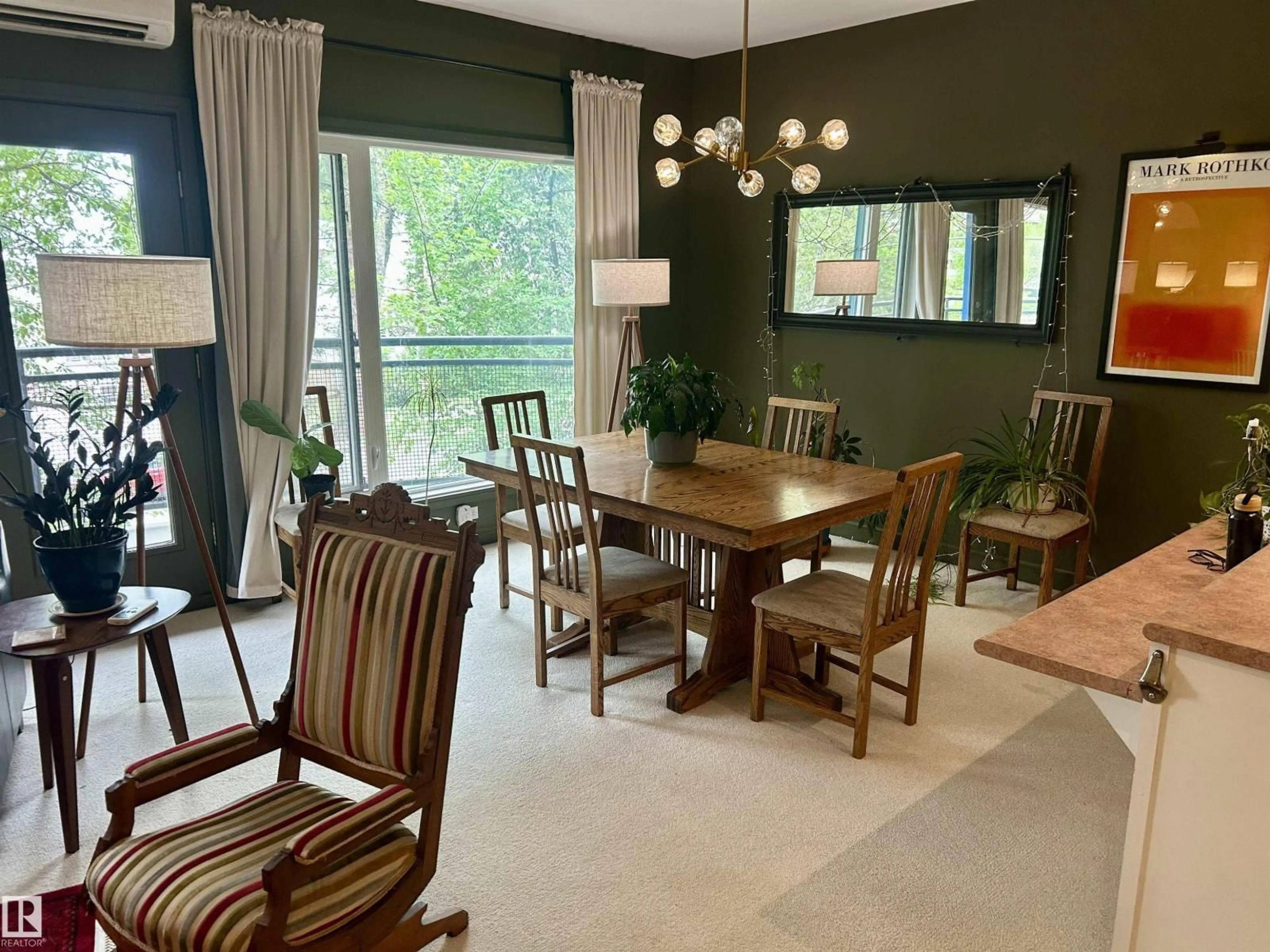 Dining room, wood/laminate floor for 206 - 11415 100 AV, Edmonton Alberta T5K0J5