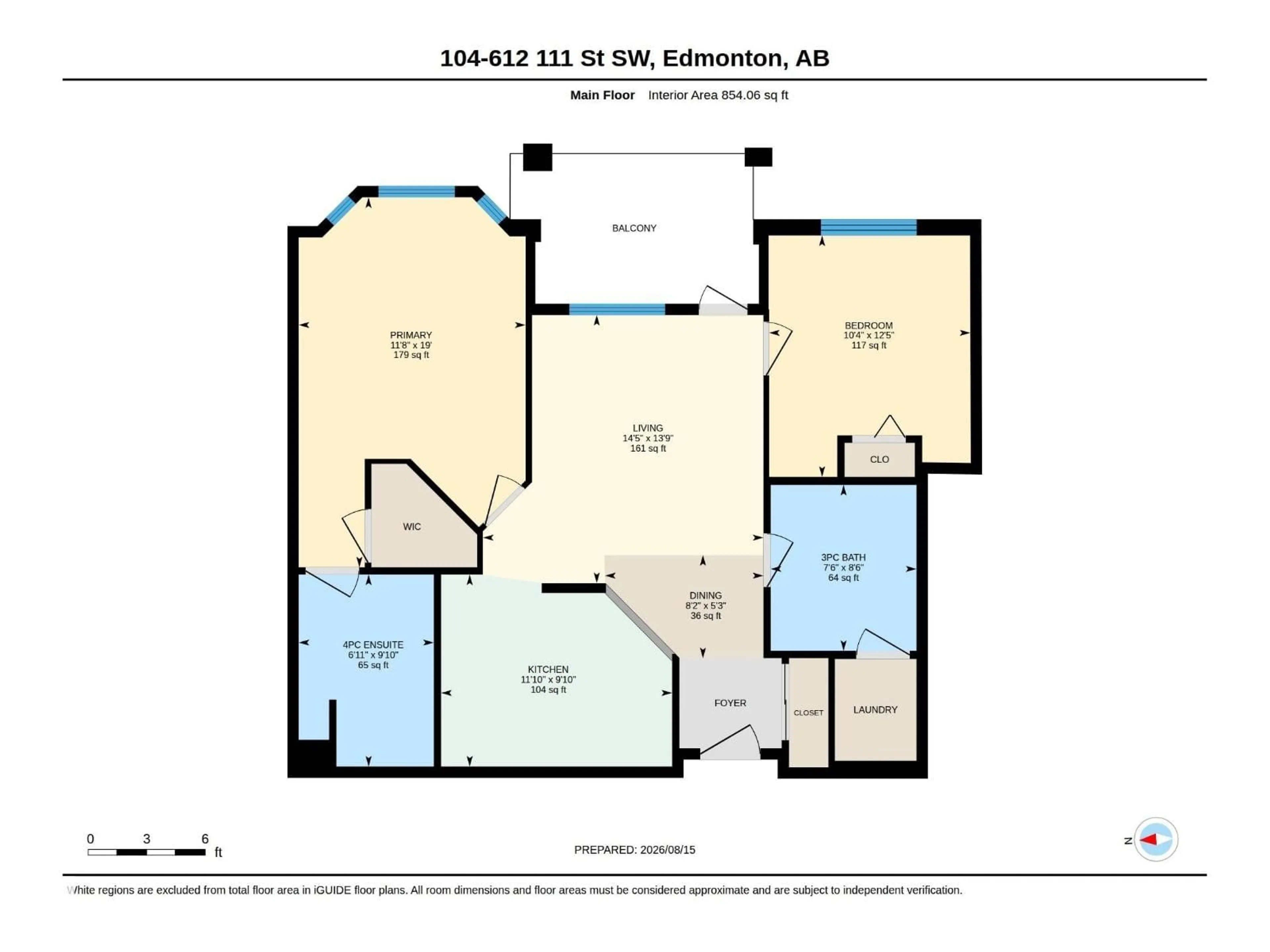 Floor plan for #104 - 612 111 ST, Edmonton Alberta T6W1R9