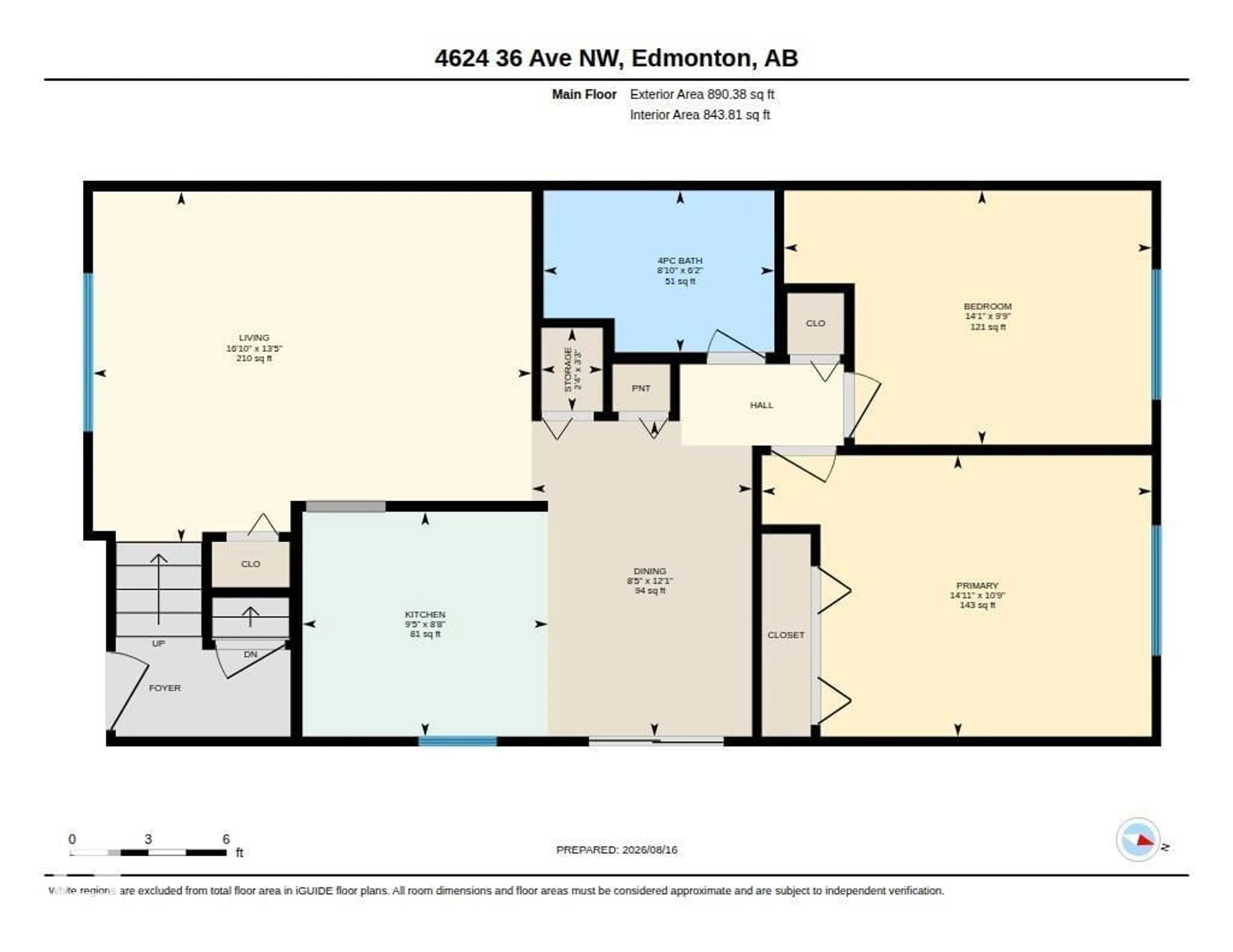 Floor plan for 4624 36 AV, Edmonton Alberta T6L3S3