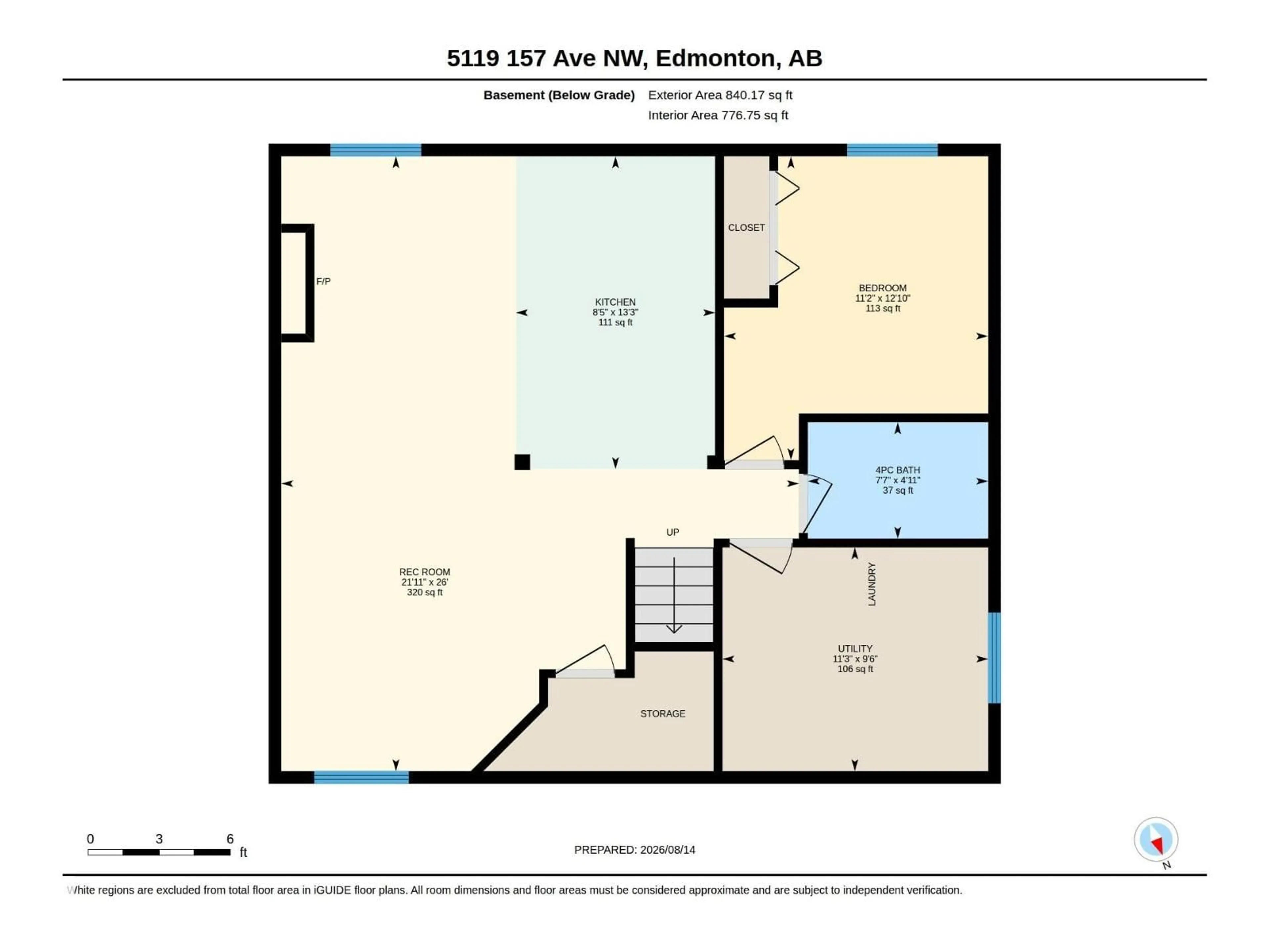 Floor plan for NW - 5119 157 AV, Edmonton Alberta T5Y2X5