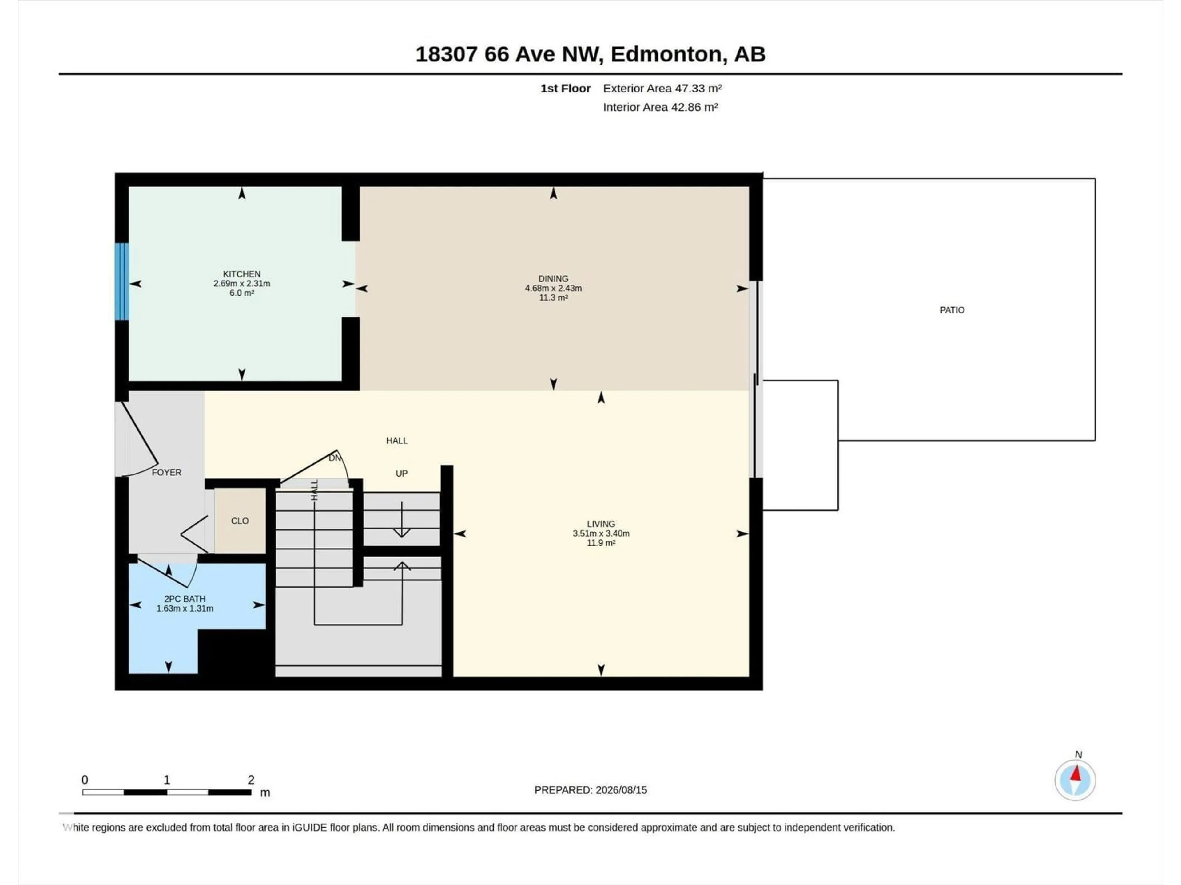 Floor plan for 18307 66 AV, Edmonton Alberta T5T1Z5