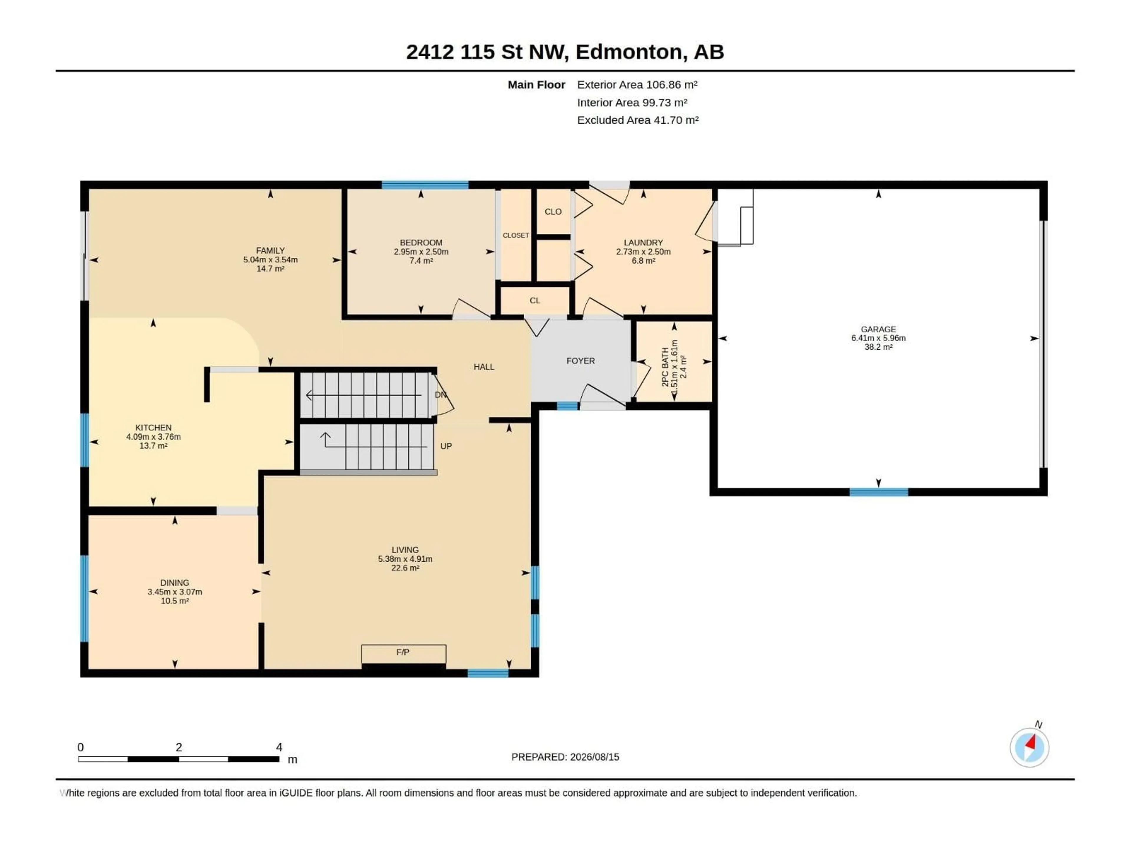 Floor plan for 2412 115 ST, Edmonton Alberta T6J3S1