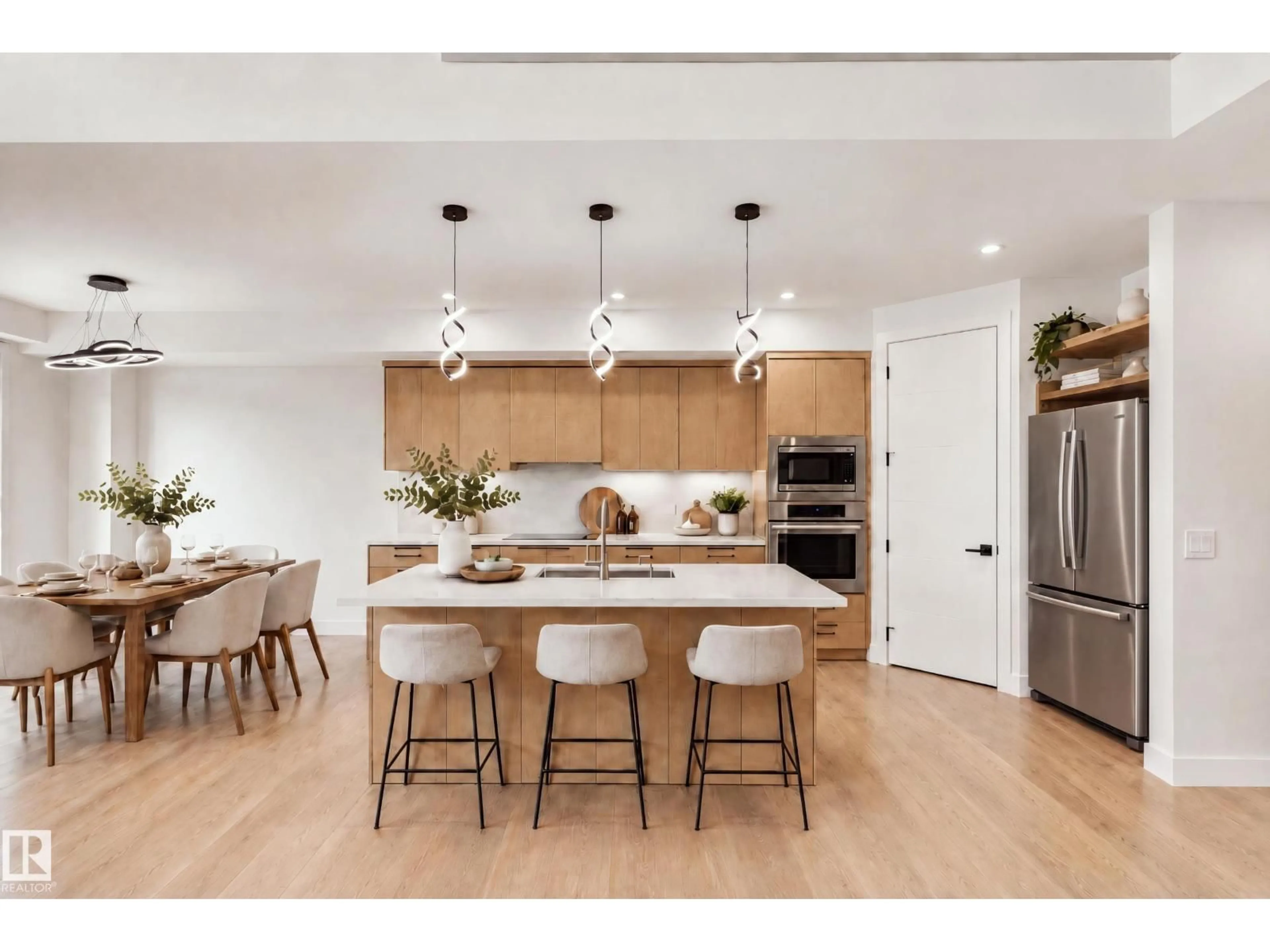 Open concept kitchen, wood/laminate floor for NW - 1818 155 AV, Edmonton Alberta T5Y4H8