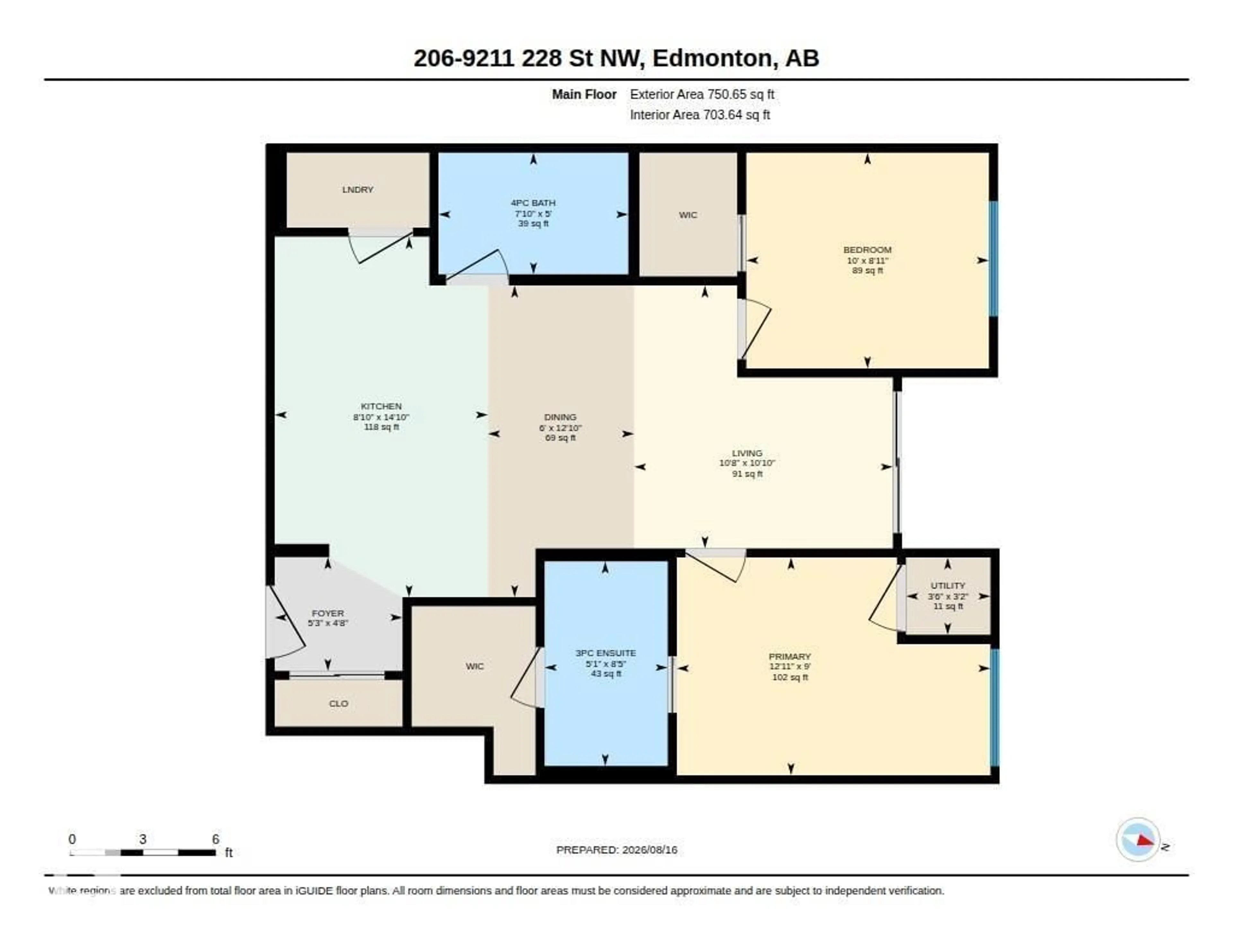 Floor plan for 206 - 9211 228 ST, Edmonton Alberta T5T4T1