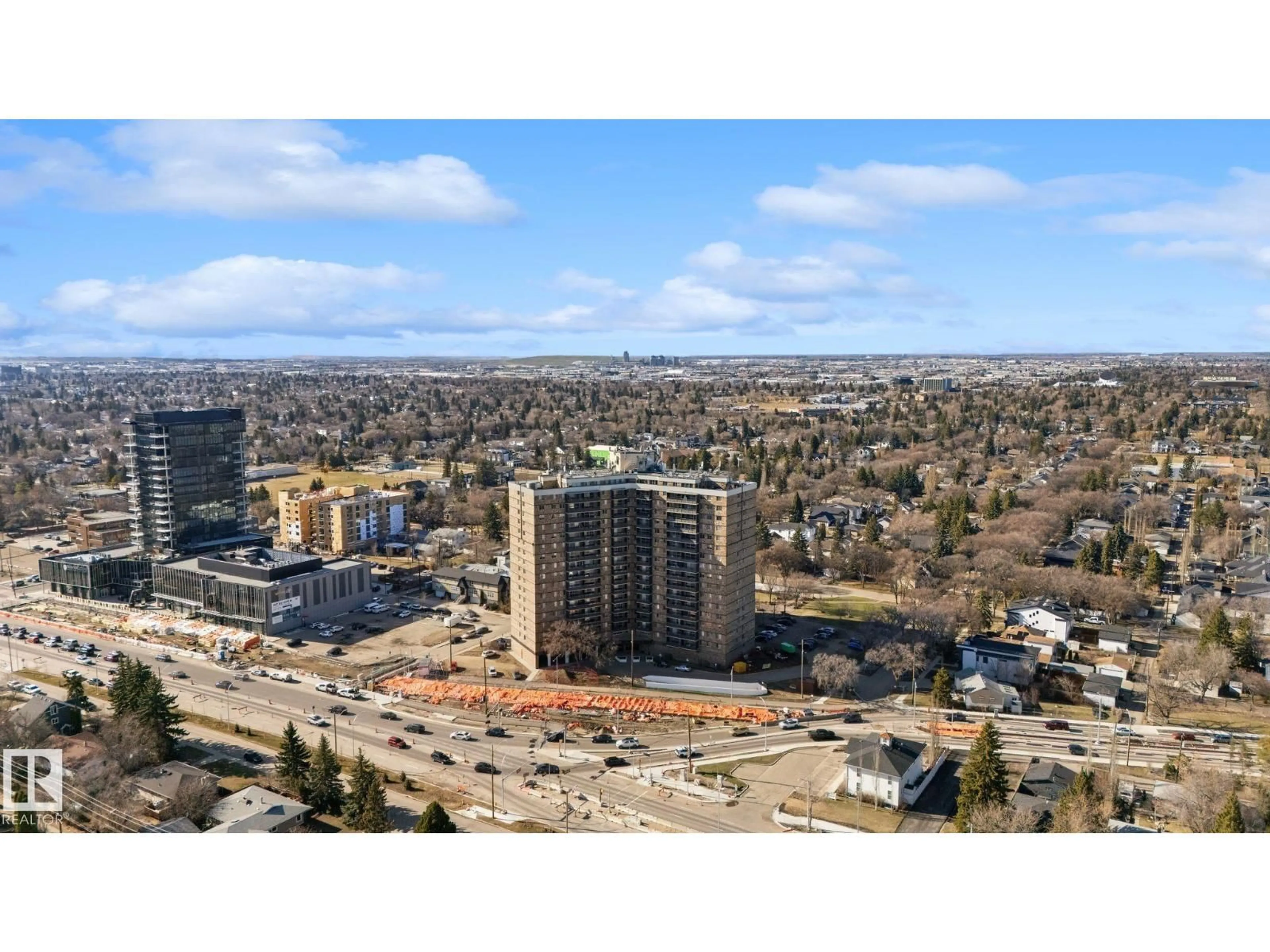 A pic from outside/outdoor area/front of a property/back of a property/a pic from drone, city buildings view from balcony for 1413 STONY PLAIN RD, Edmonton Alberta T5N3R2