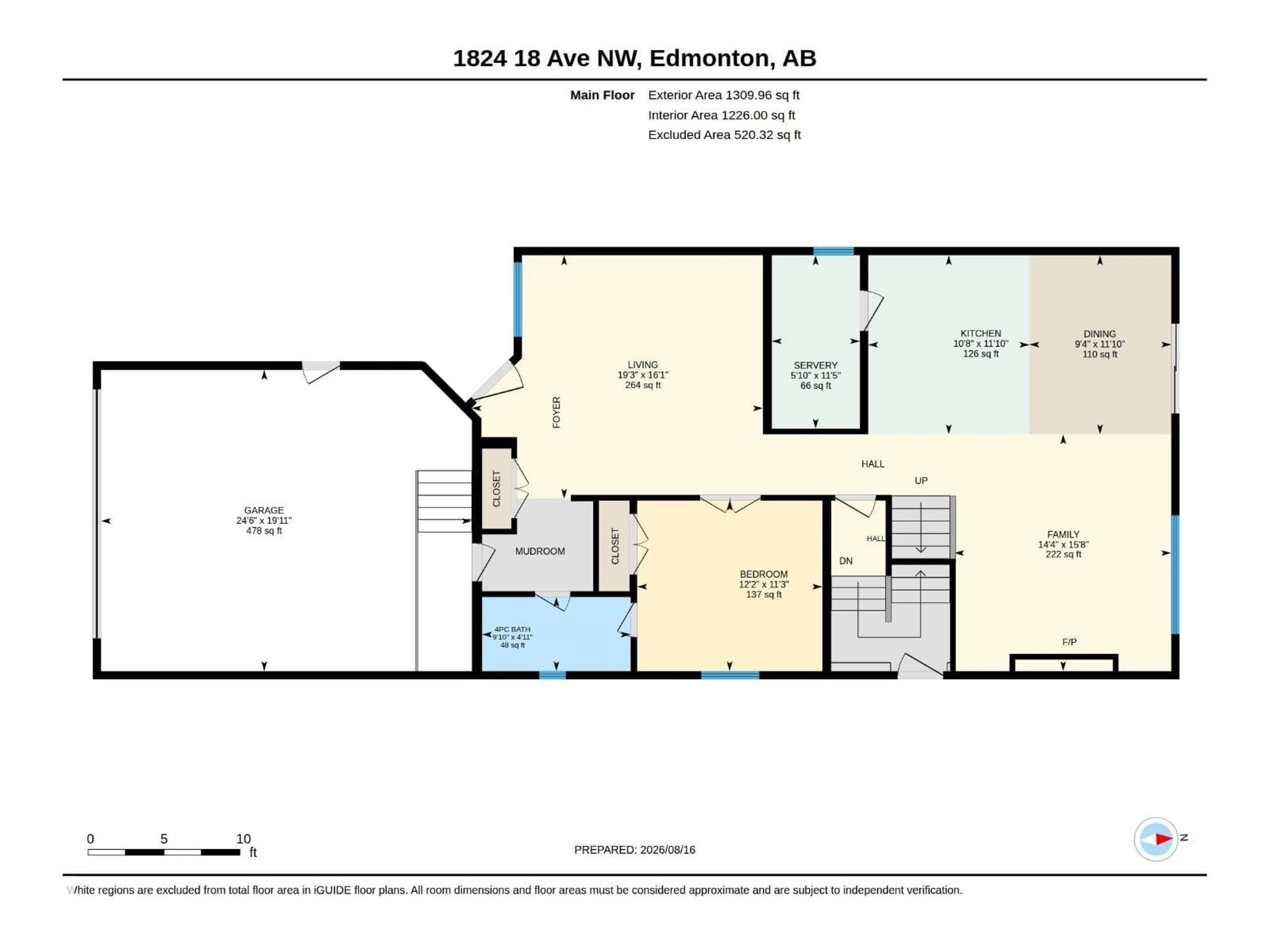 Floor plan for 1824 18 AV, Edmonton Alberta T6T2N1