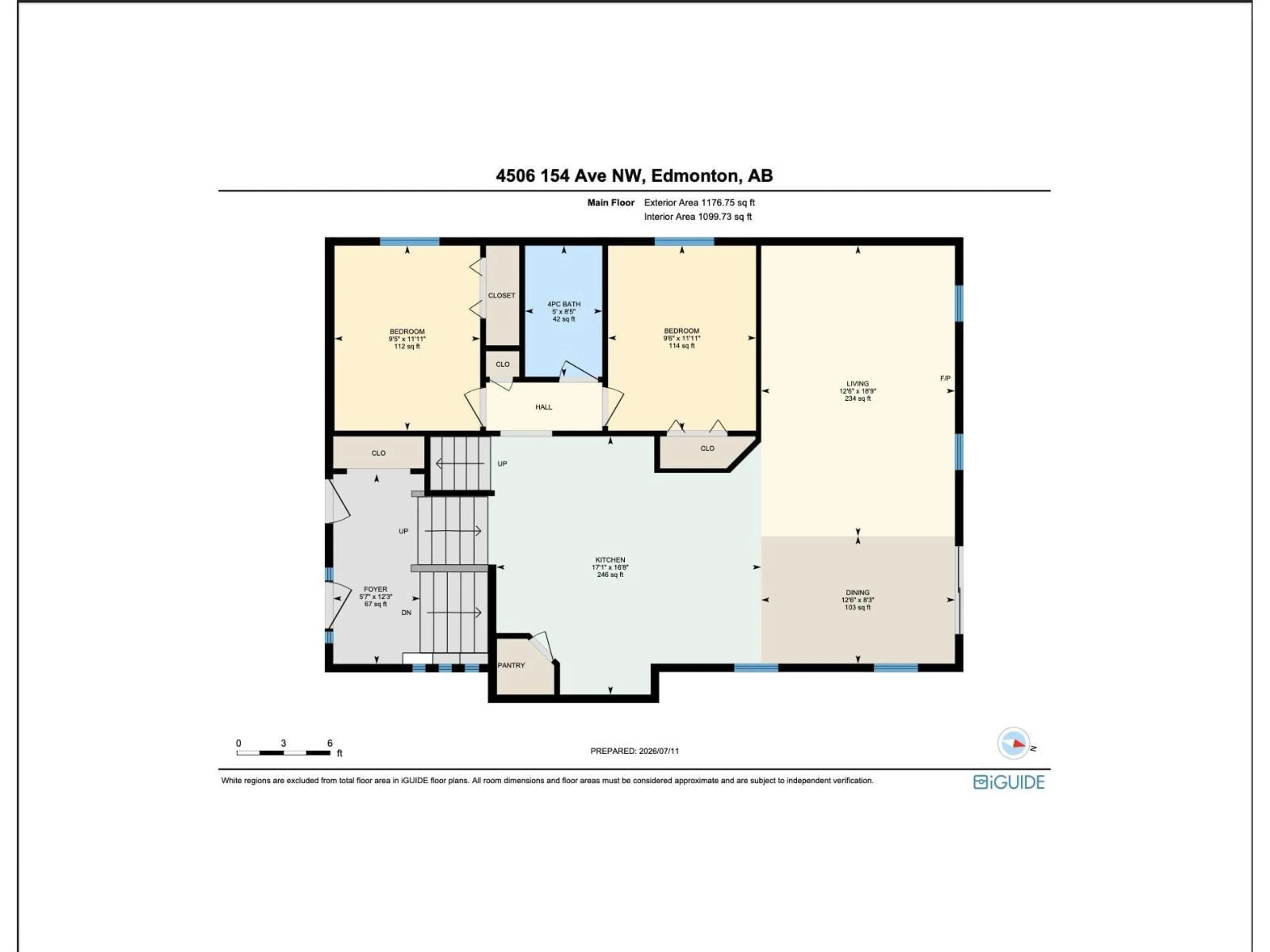 Floor plan for NW - 4506 154 AV, Edmonton Alberta T5Y3H3