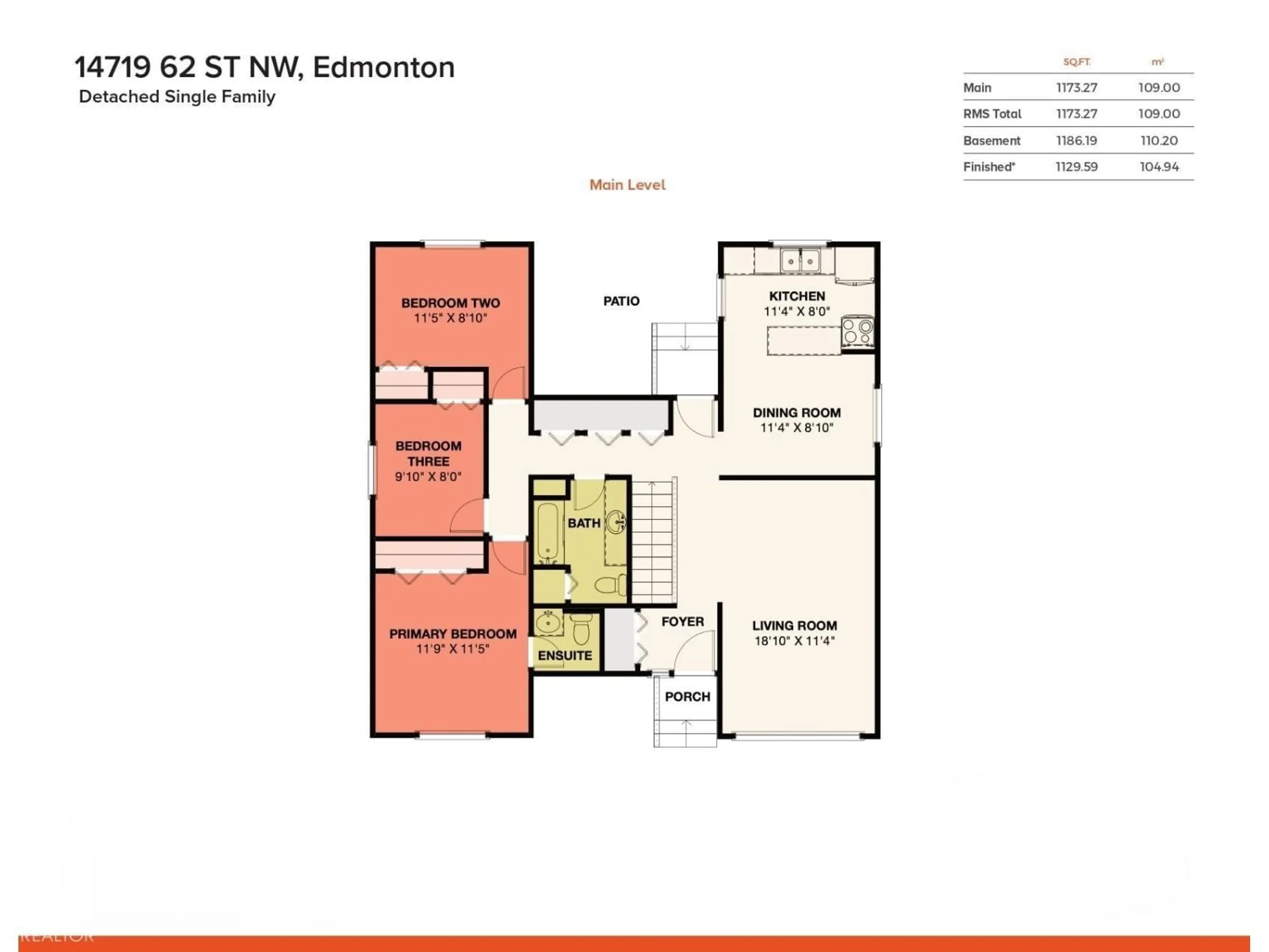 Floor plan for 14719 62 ST, Edmonton Alberta T5A2A9