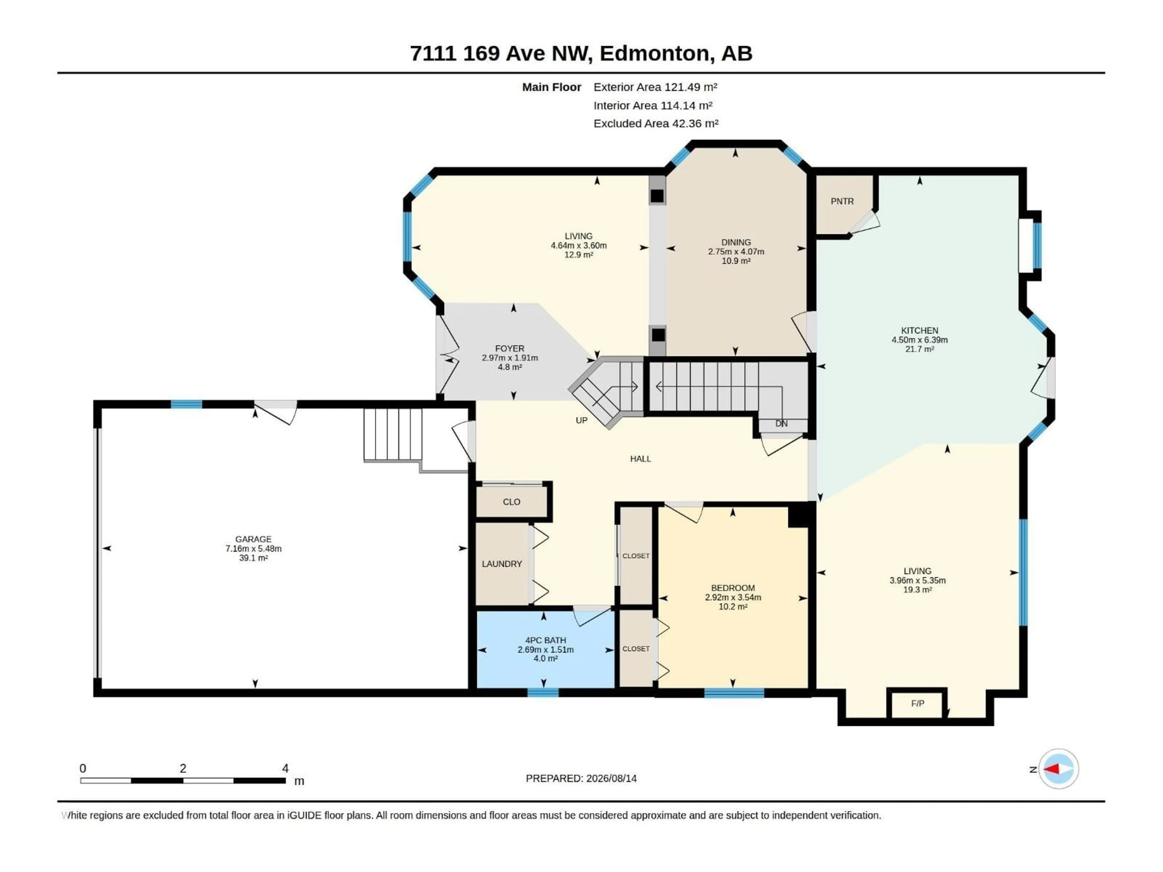 Floor plan for NW - 7111 169 AV, Edmonton Alberta T5Z0B5