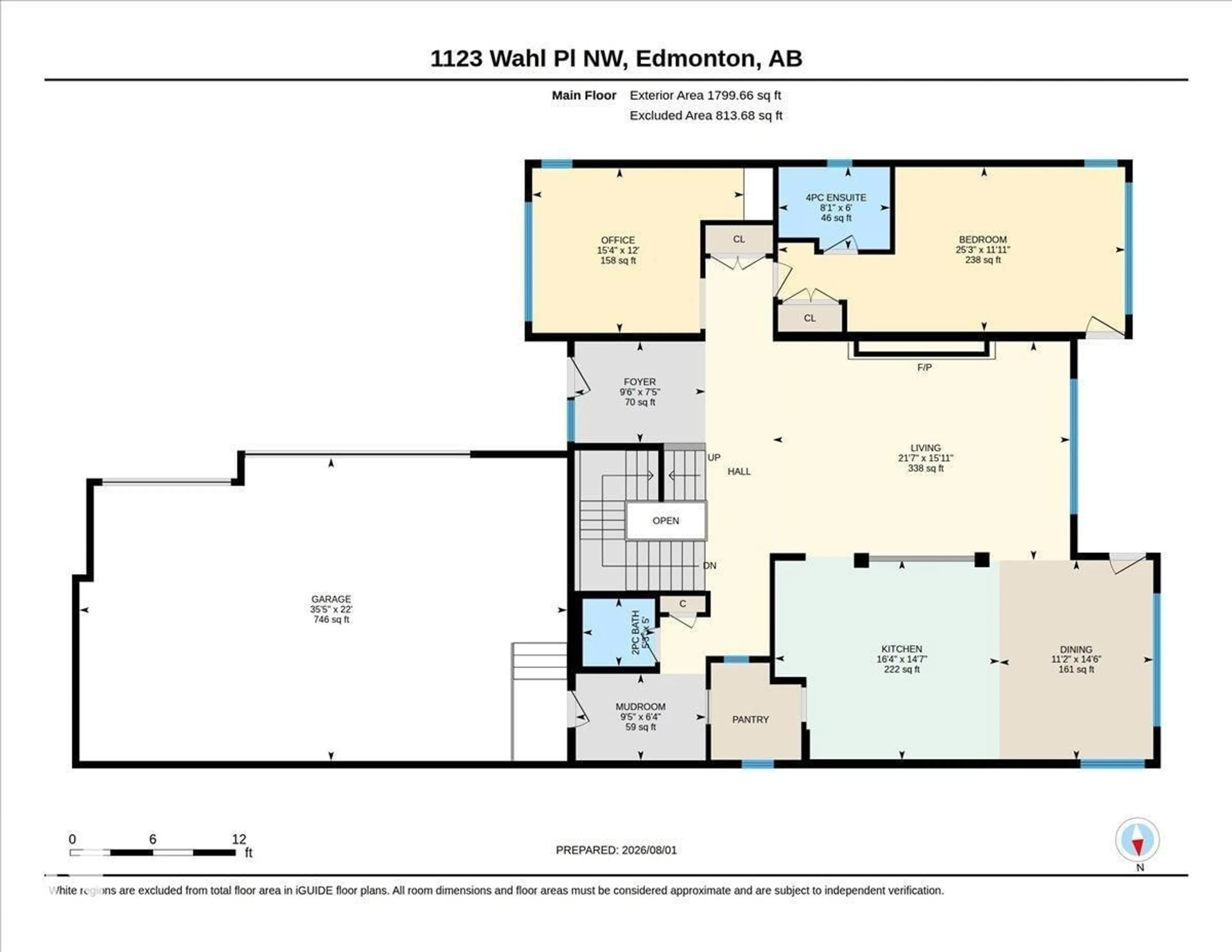 Floor plan for 1123 WAHL PL, Edmonton Alberta T6W3G6