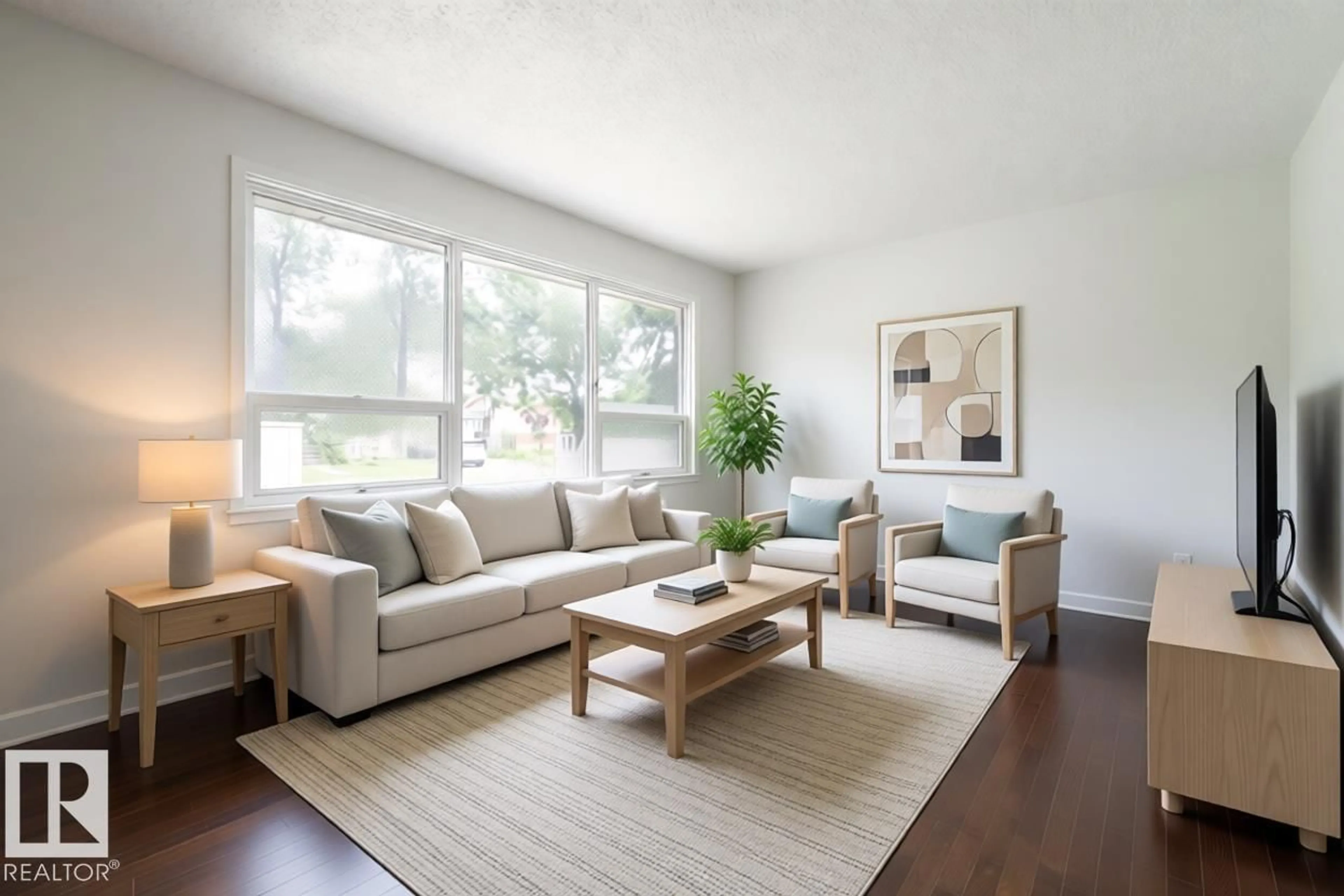 Living room with furniture, wood/laminate floor for 4906 50 AV, Lamont Alberta T0B2R0