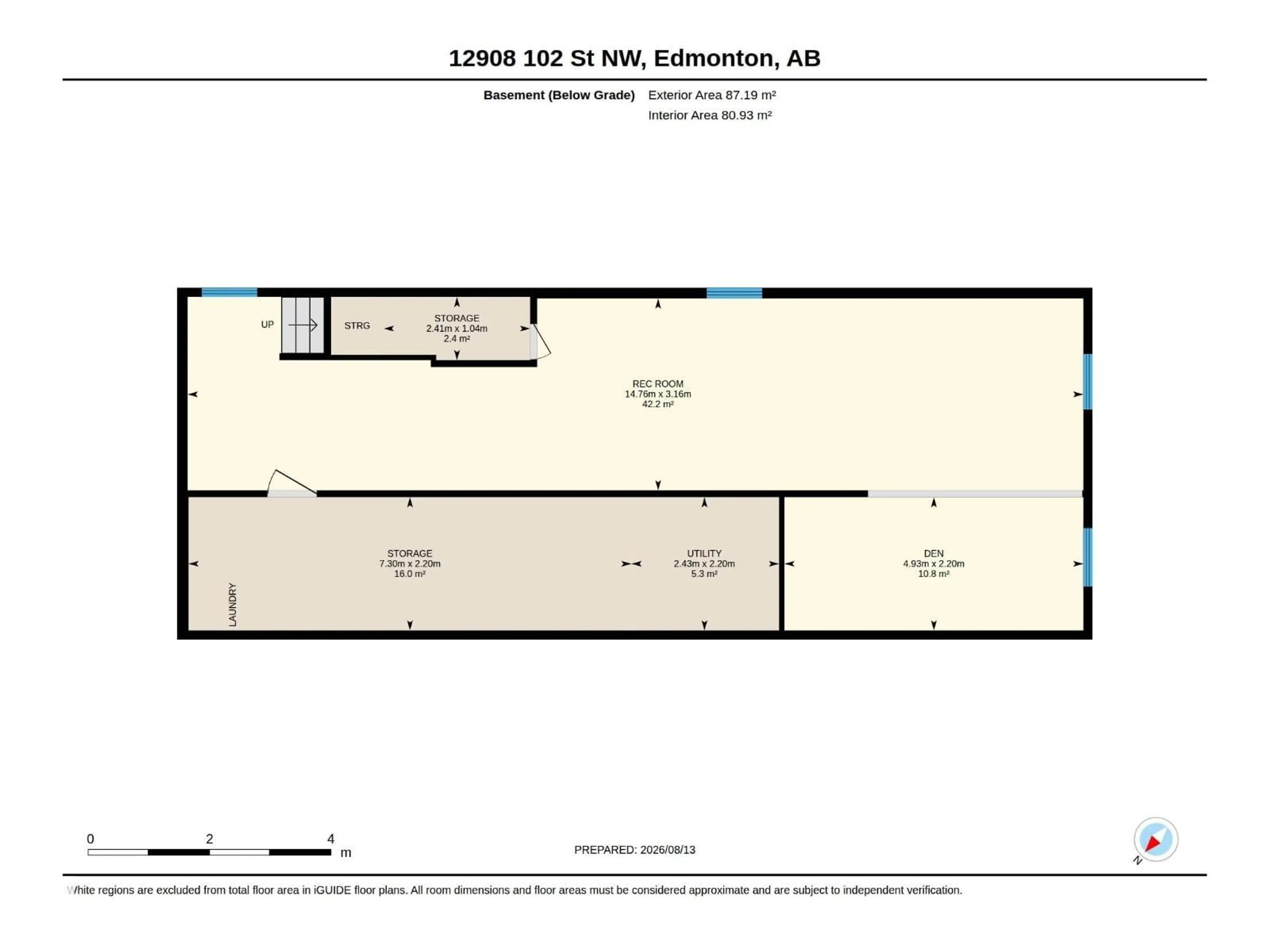 Floor plan for NW - 12908 & 12910 102 ST, Edmonton Alberta T5E4J3
