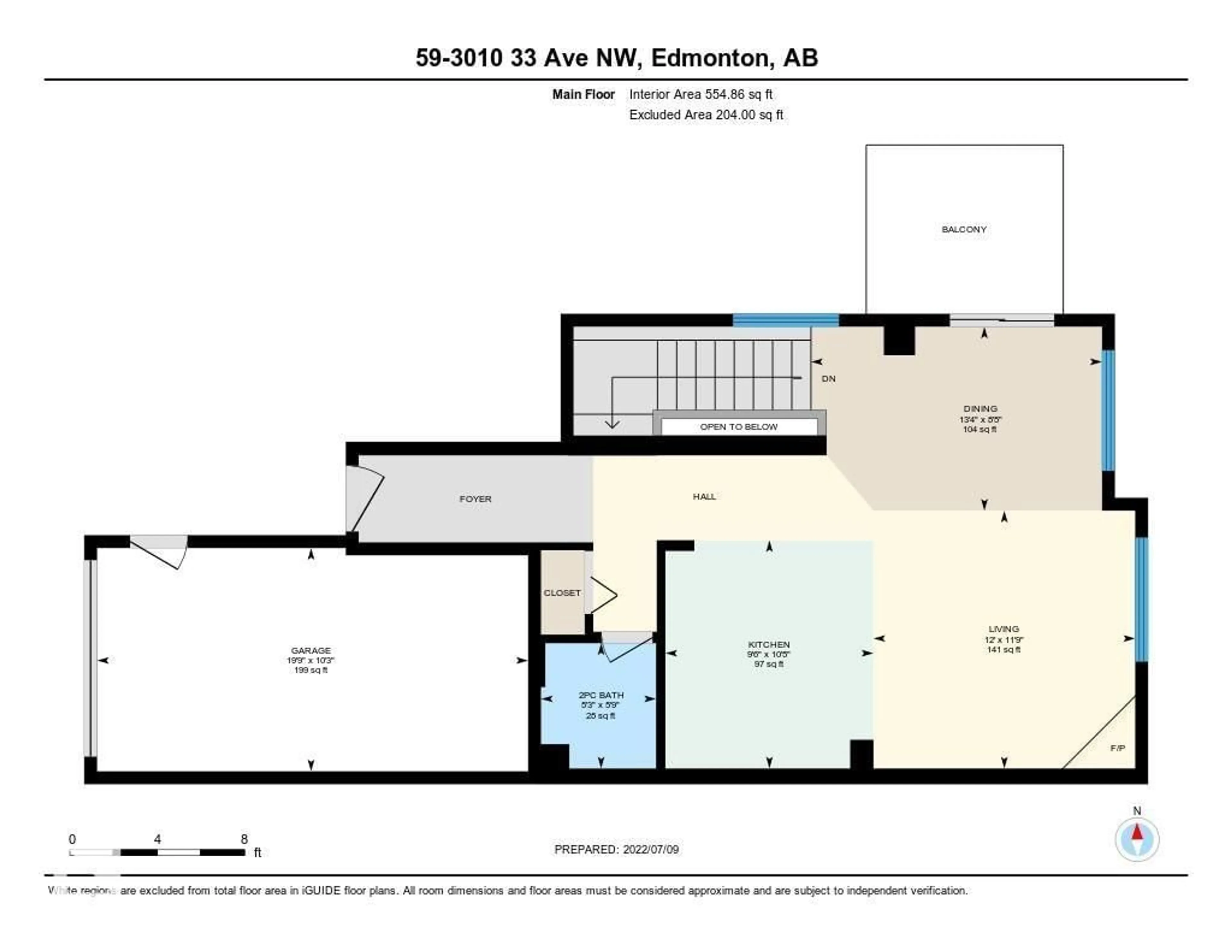 Floor plan for 59 - 3010 33 AV, Edmonton Alberta T6T0C3