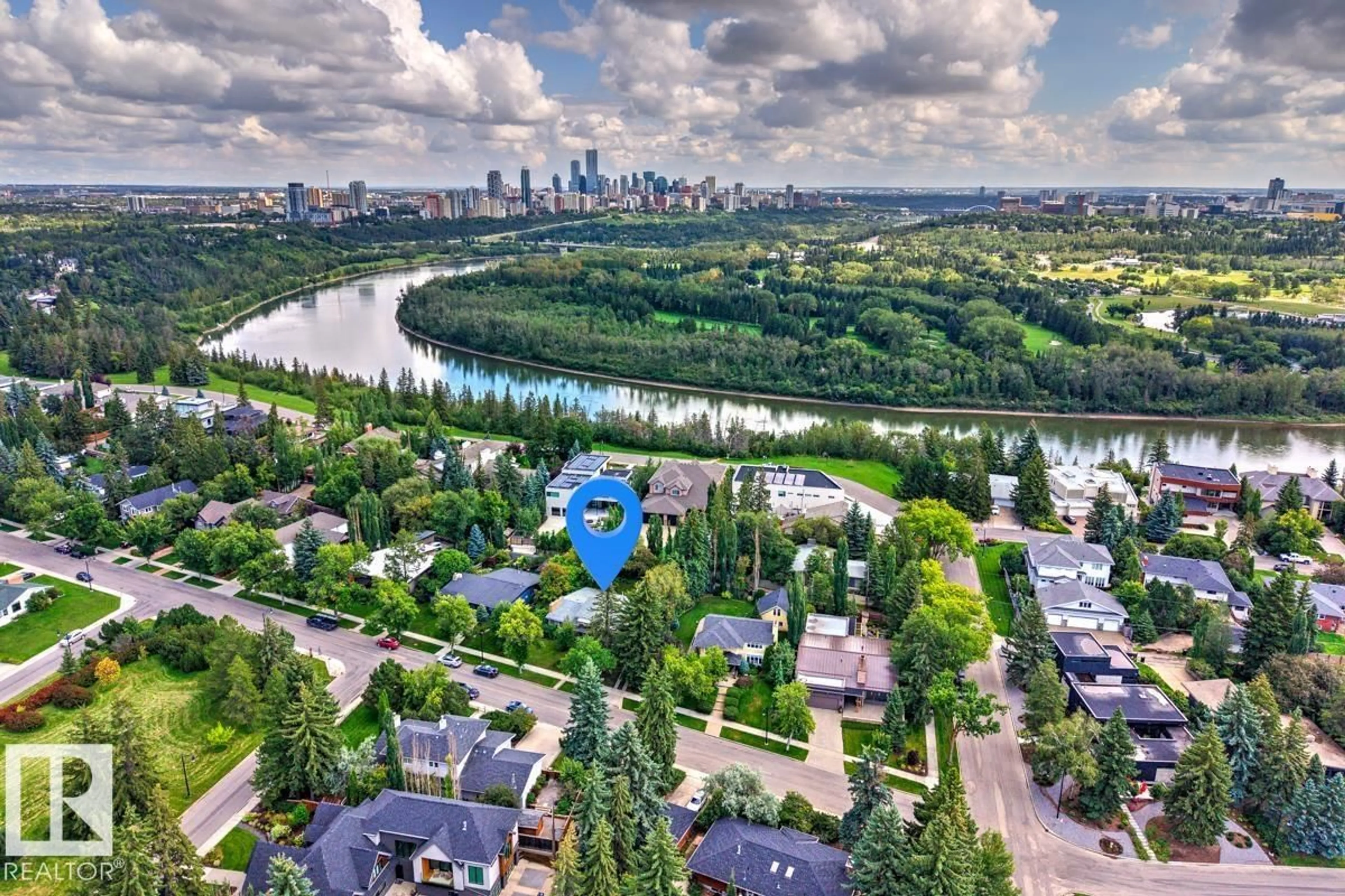 A pic from outside/outdoor area/front of a property/back of a property/a pic from drone, water/lake/river/ocean view for NW - 9511 141 ST, Edmonton Alberta T5N2M5