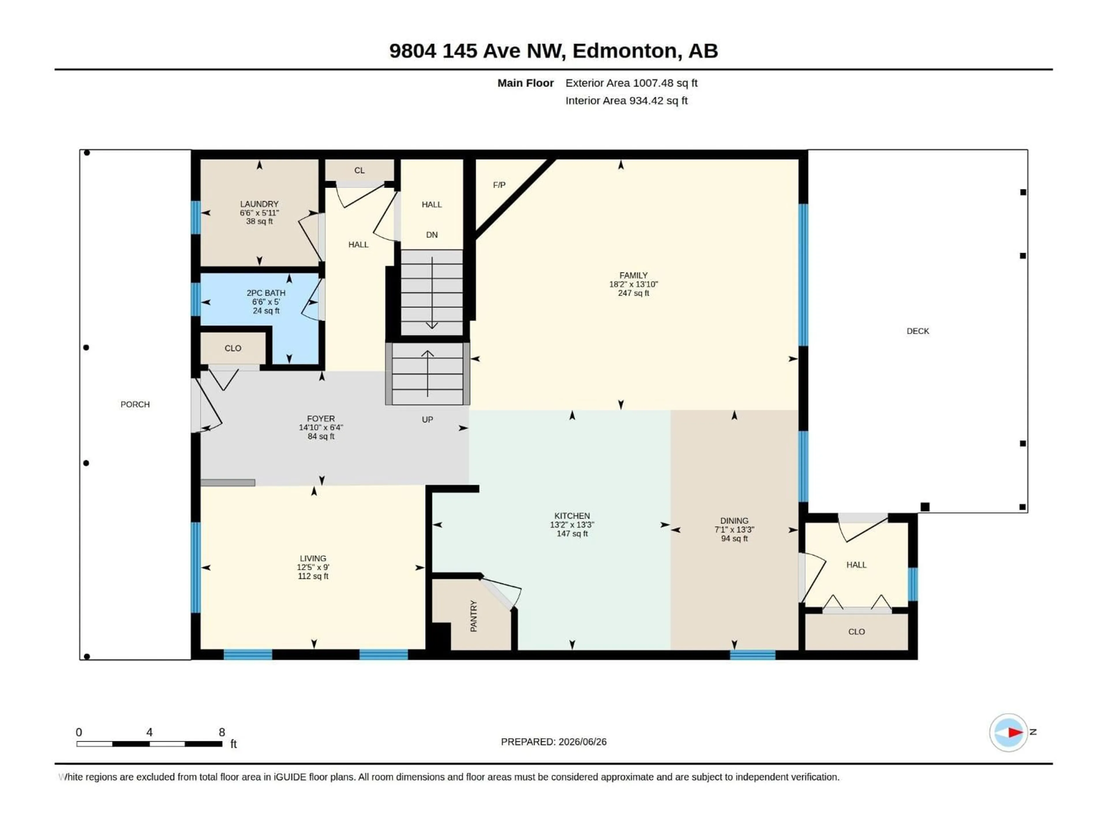 Floor plan for 9804 145 AV, Edmonton Alberta T5E6M1