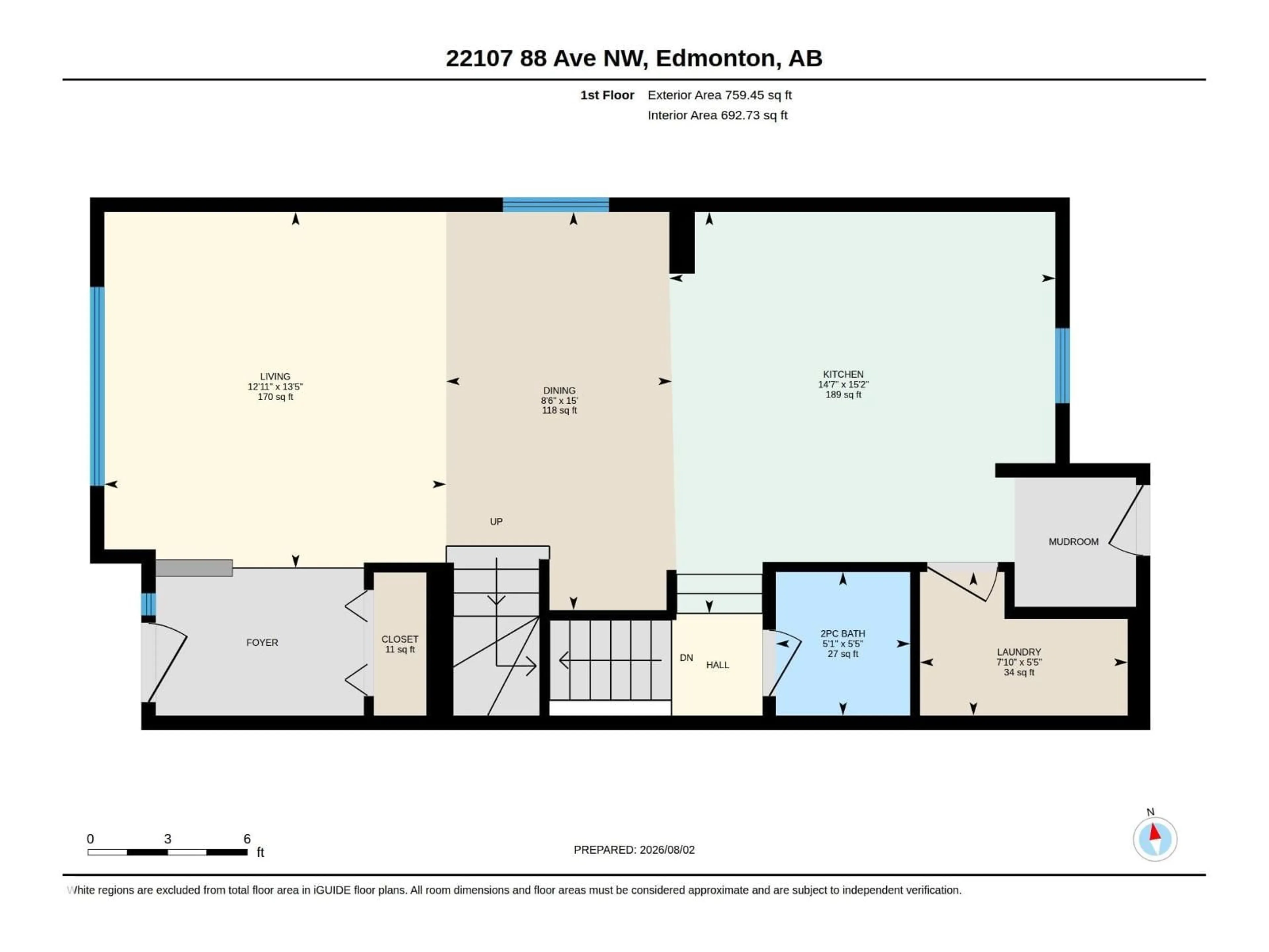 Floor plan for 22107 88 AV, Edmonton Alberta T5T7H3