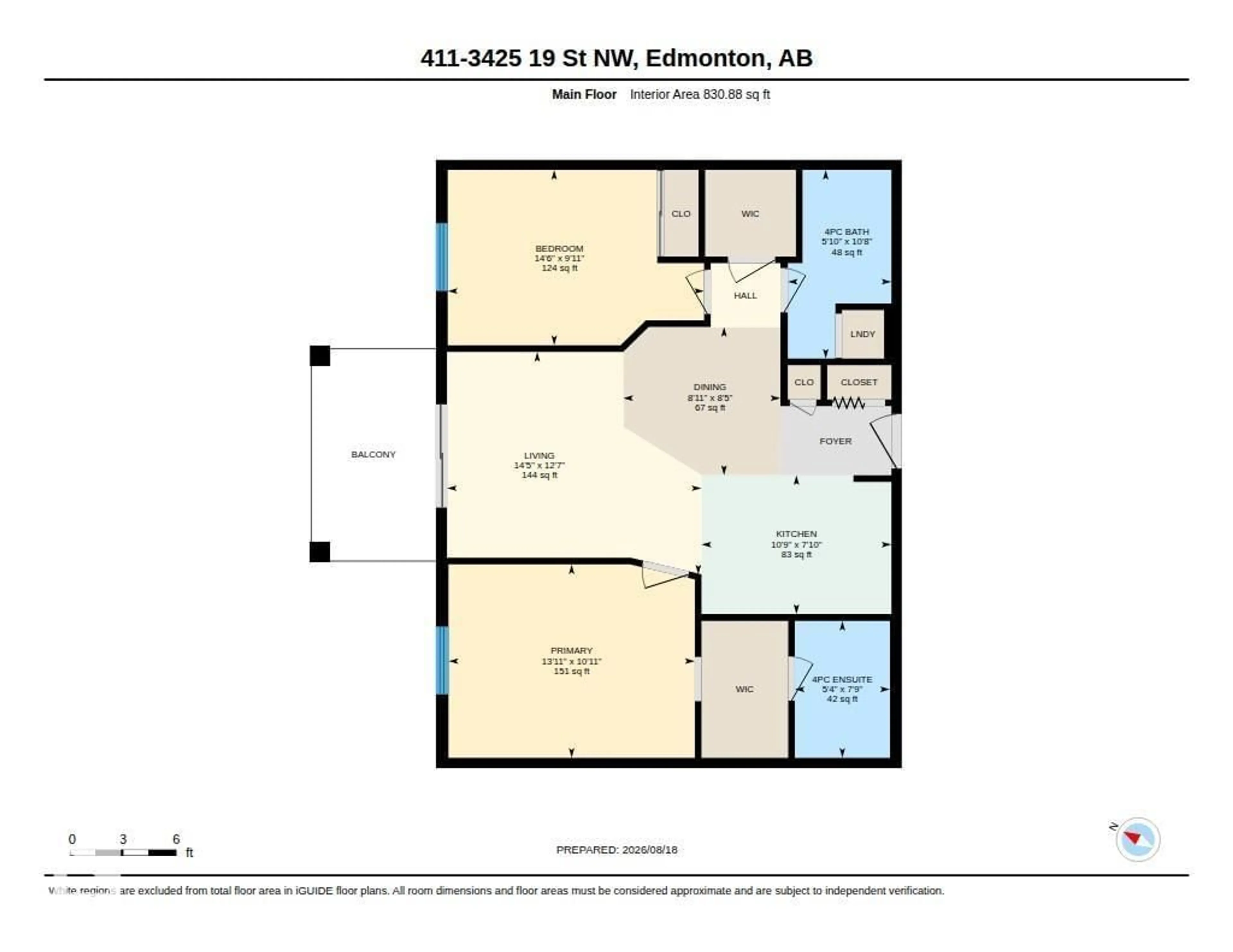 Floor plan for 411 - 3425 19 ST, Edmonton Alberta T6T2B5