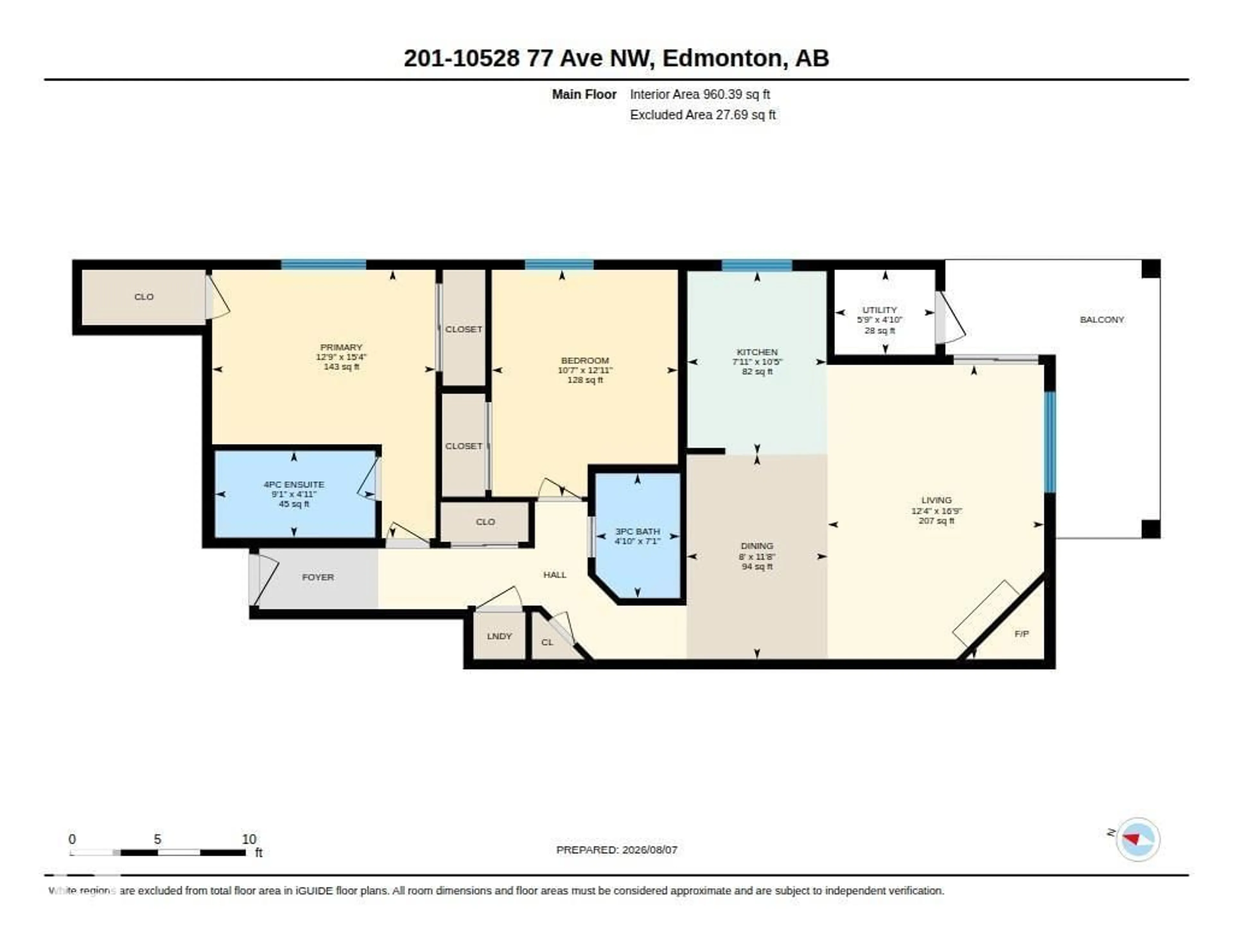 Floor plan for #201 - 10528 77 AV, Edmonton Alberta T6E1N1