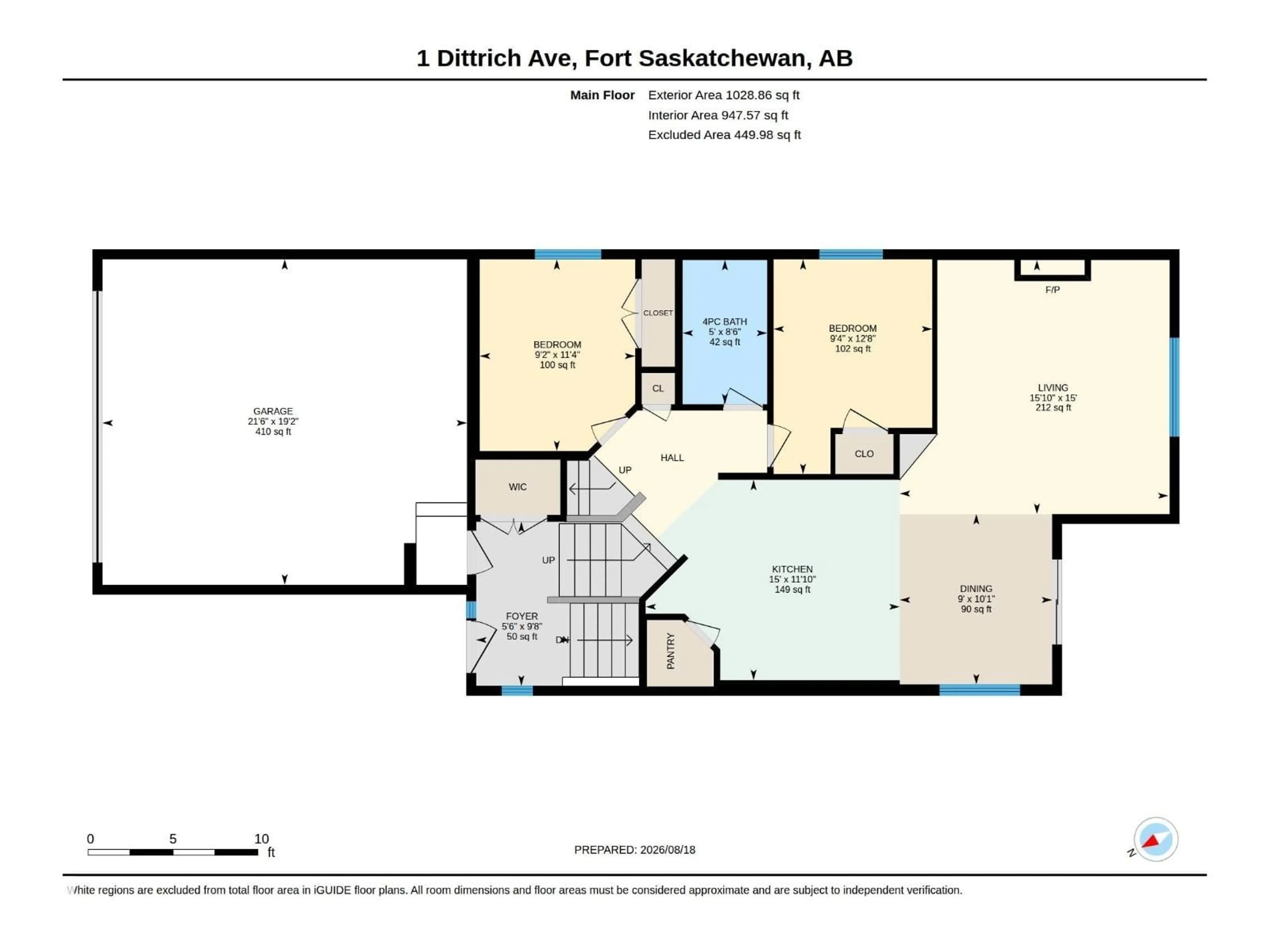 Floor plan for 1 DITTRICH AV, Fort Saskatchewan Alberta T8L0N3
