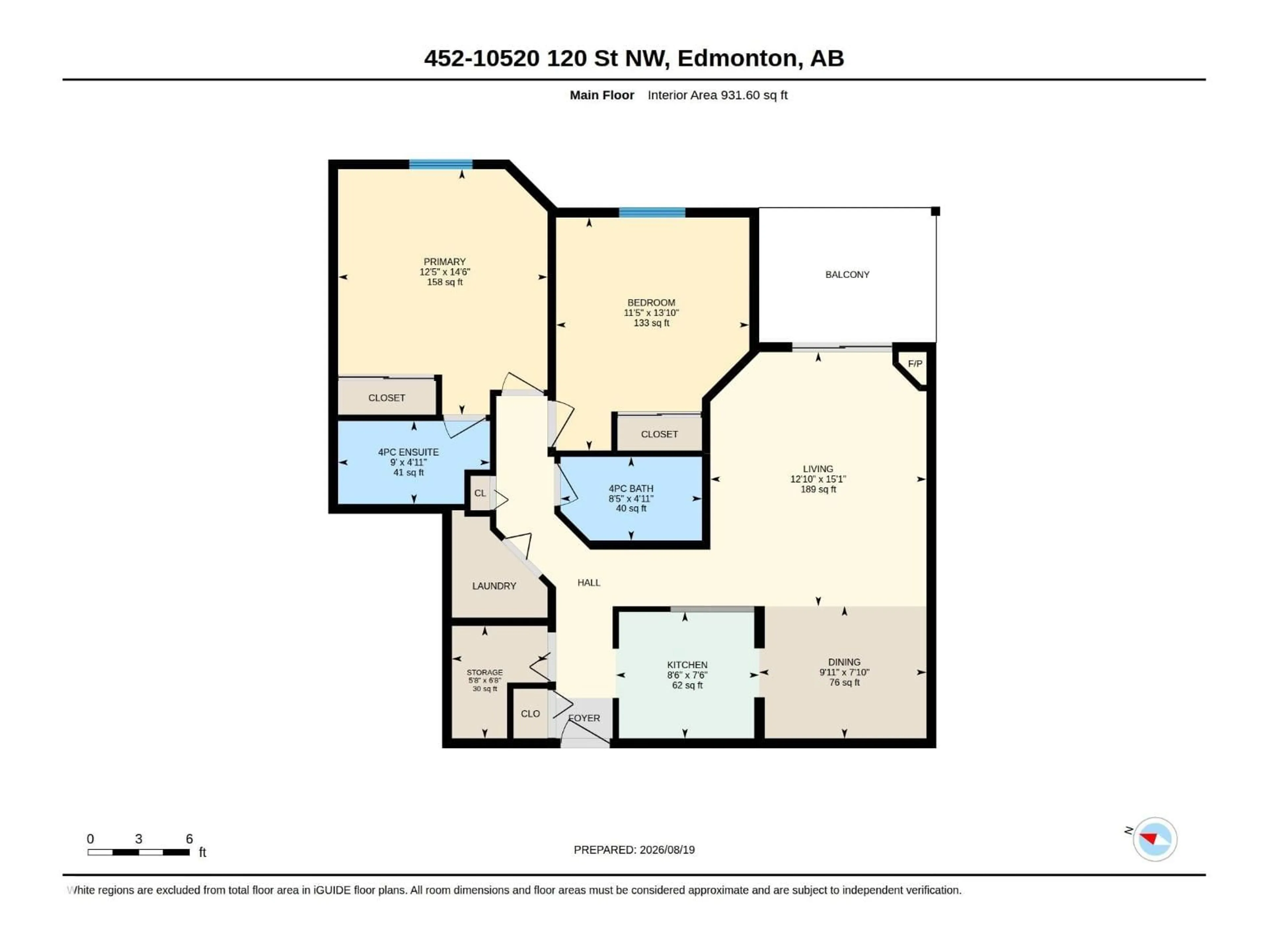 Floor plan for 120 - 452 10520 NW, Edmonton Alberta T5H4L9
