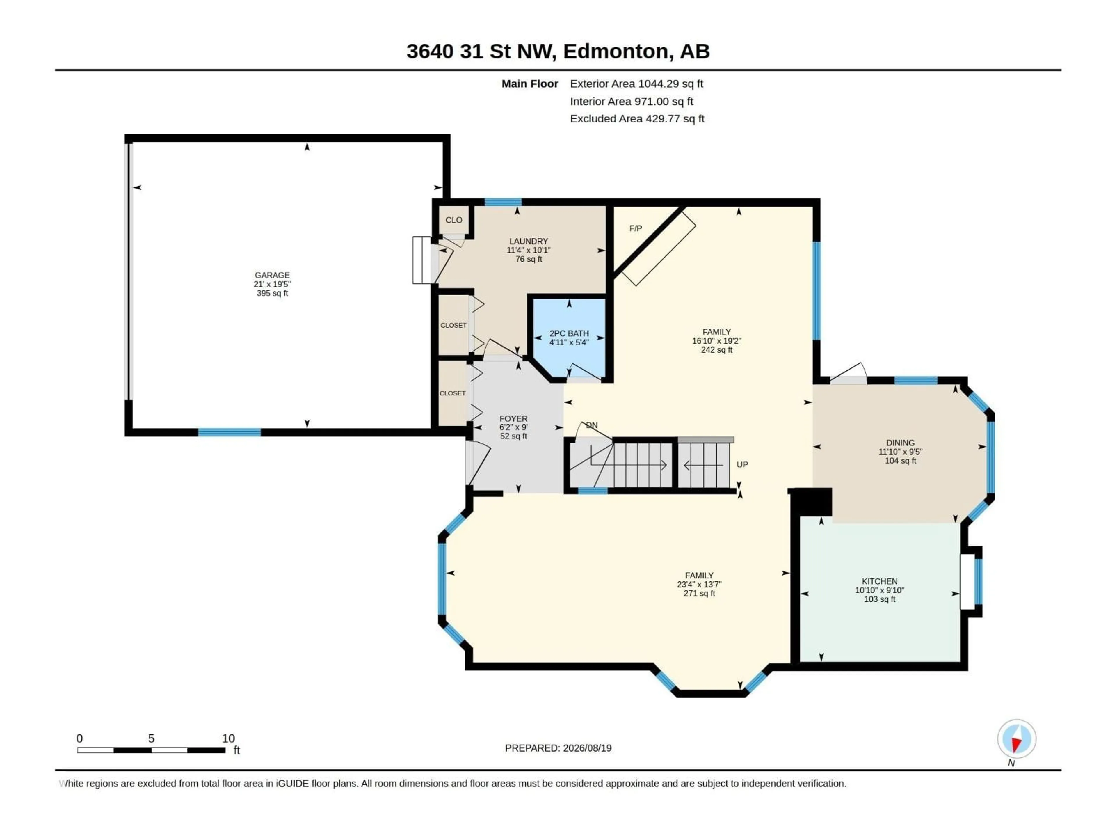 Floor plan for NW - 3640 31 ST, Edmonton Alberta T6T1G8