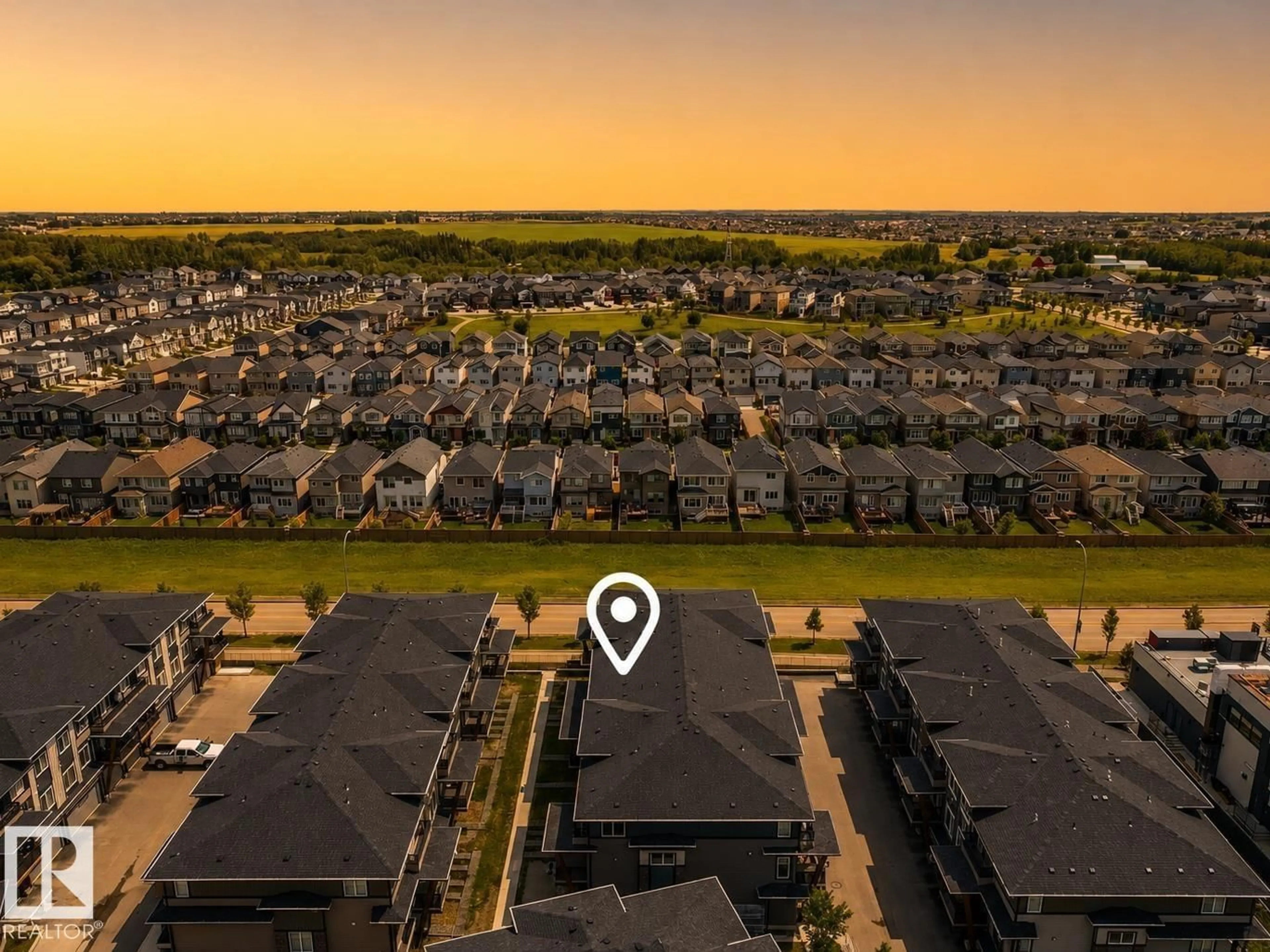 A pic from outside/outdoor area/front of a property/back of a property/a pic from drone, street for 53 16231 19 AV SW, Edmonton Alberta T6W5C6