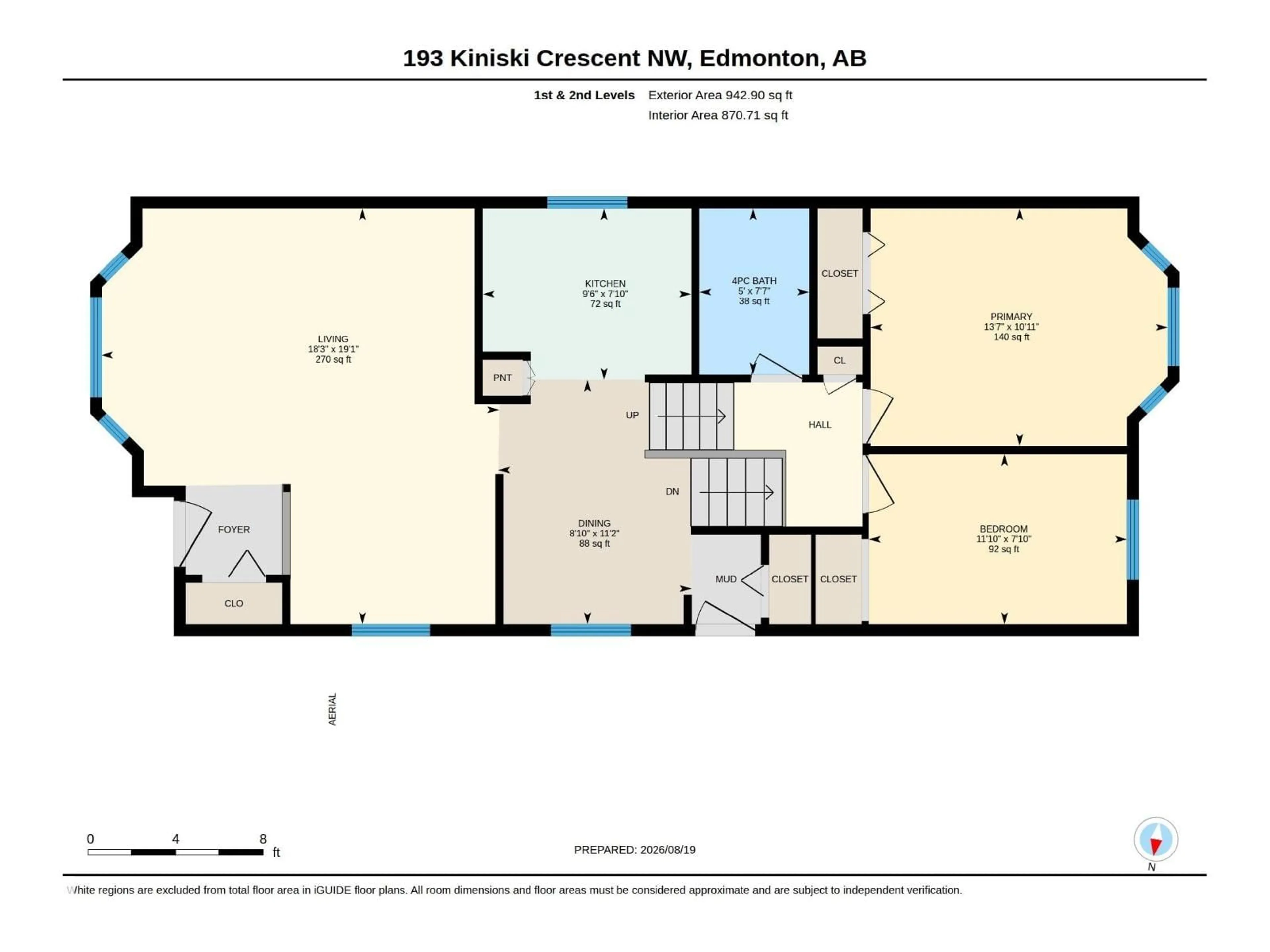 Floor plan for 193 KINISKI CR, Edmonton Alberta T6L5E2