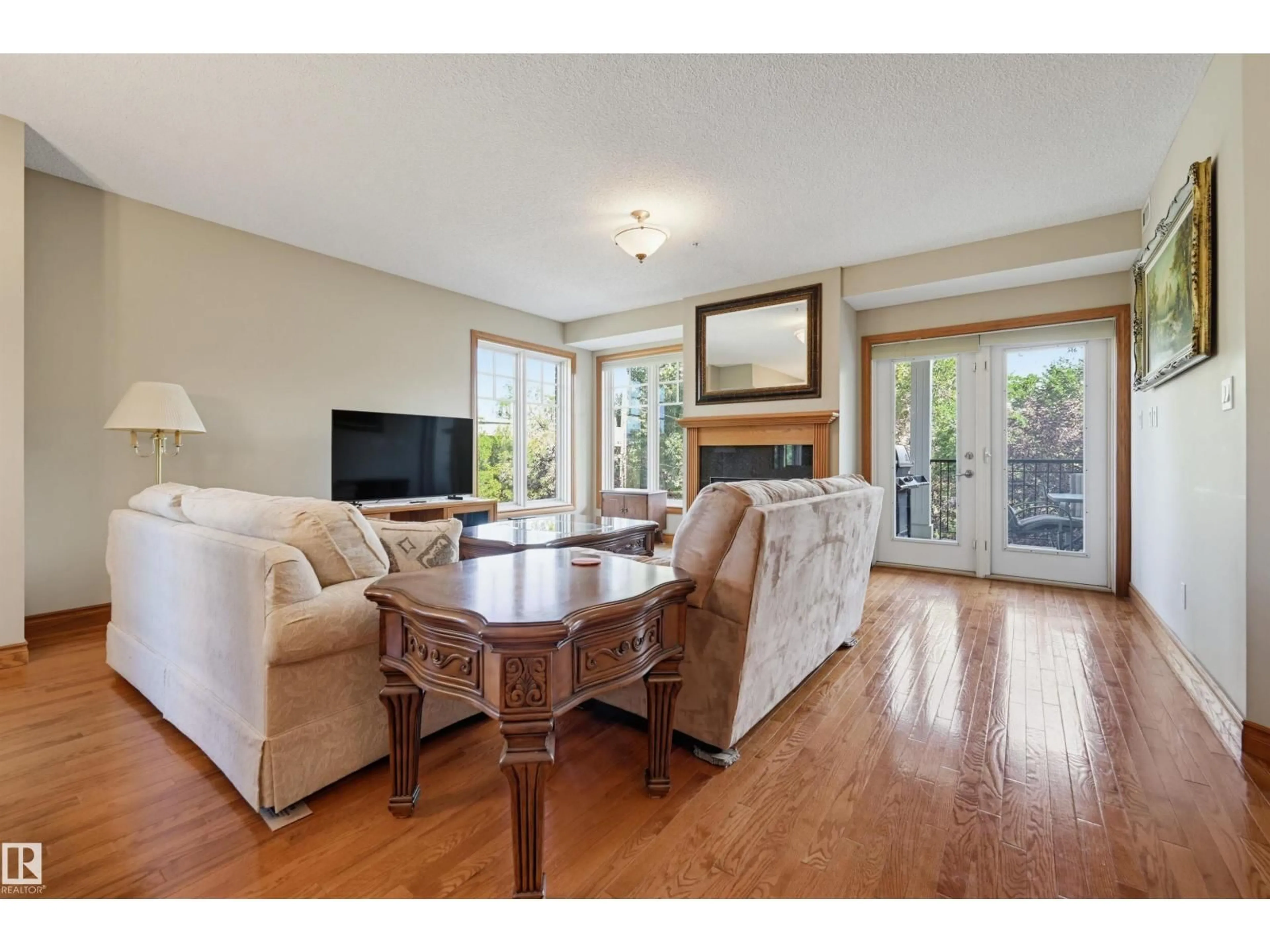 Living room with furniture, wood/laminate floor for #301 - 9819 96A ST NW, Edmonton Alberta T6A4A2