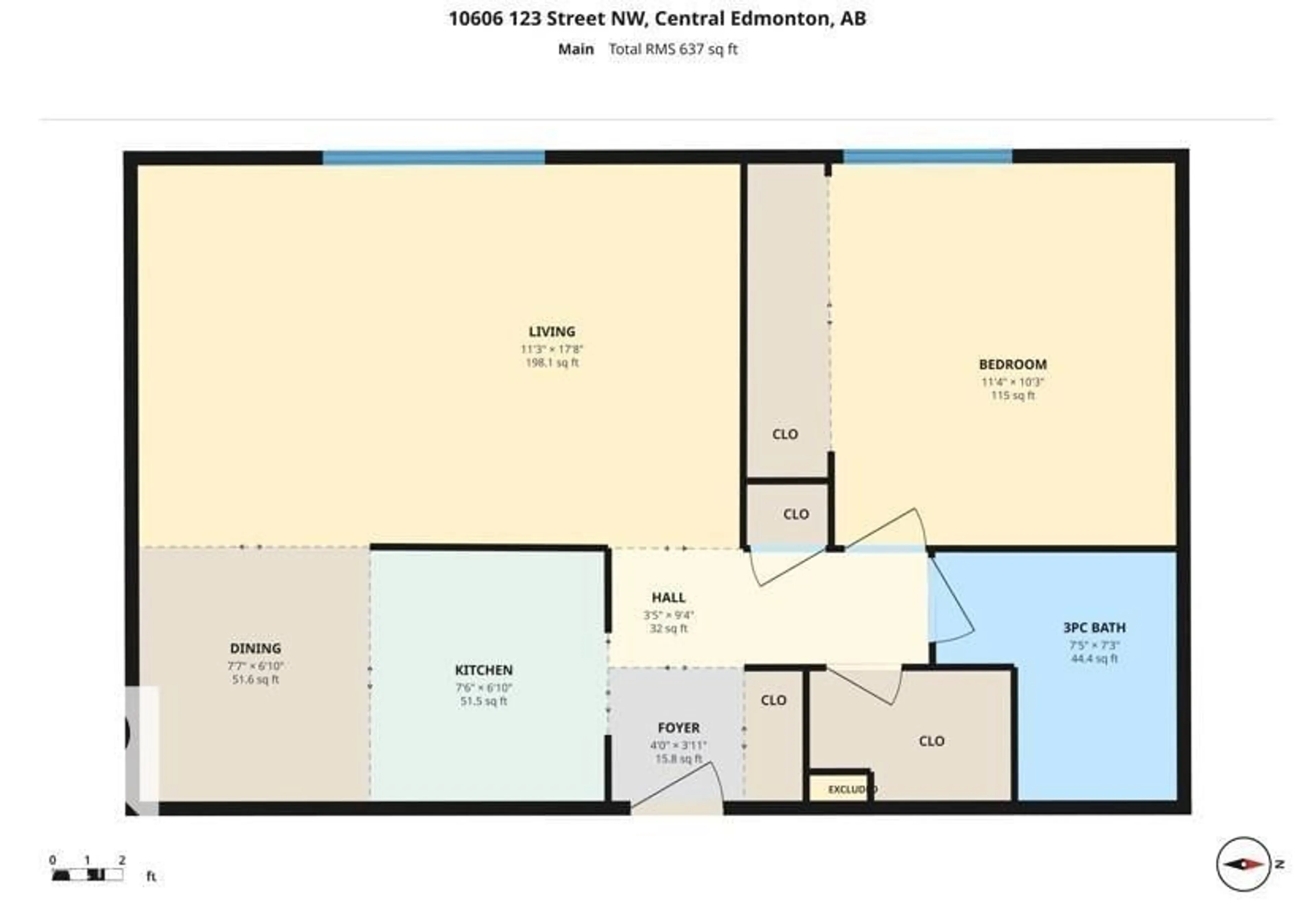 Floor plan for 205 - 10606 123 ST, Edmonton Alberta T5N1P2