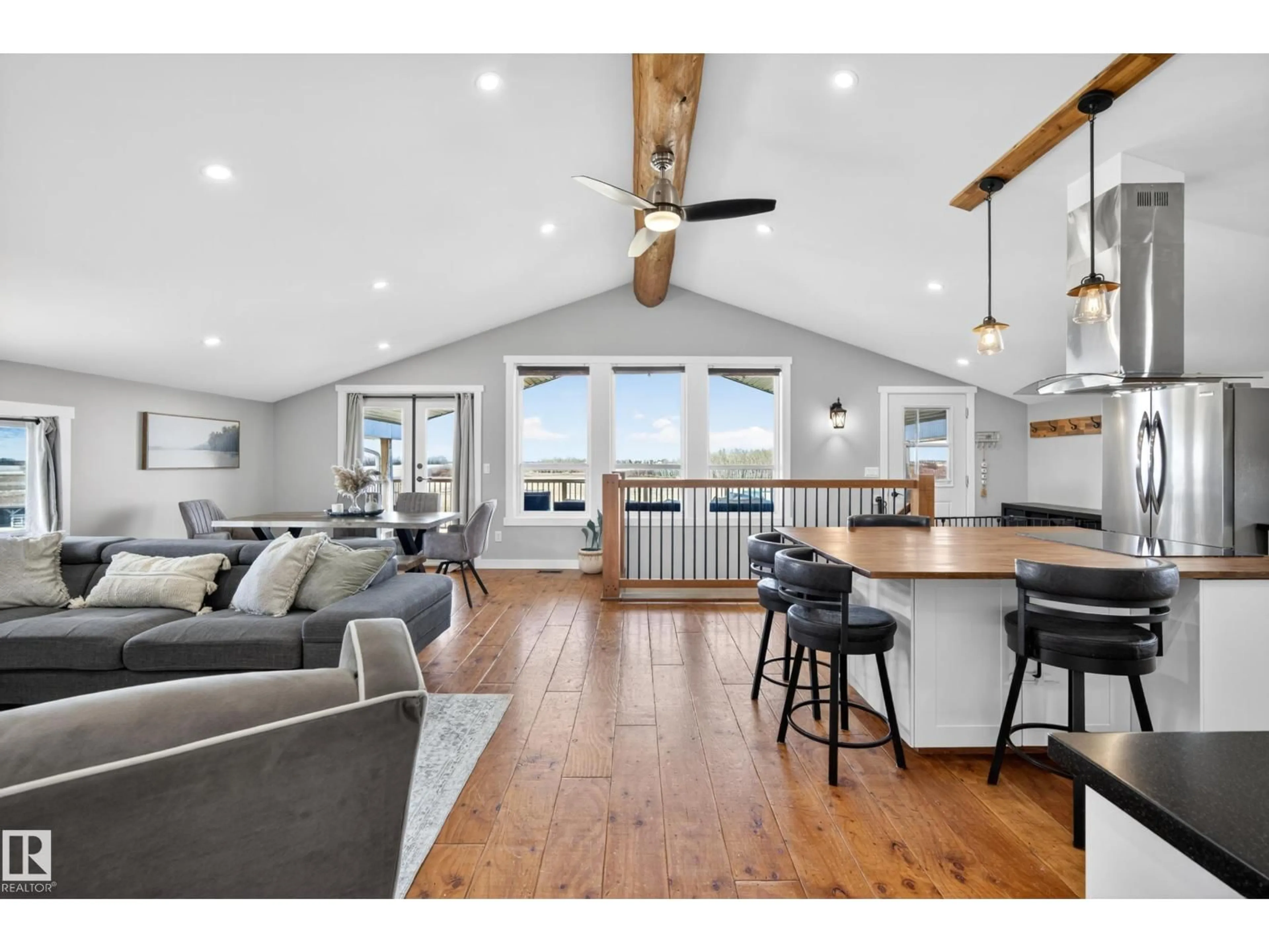 Open concept kitchen, wood/laminate floor for 55506 RGE ROAD 254, Rural Sturgeon County Alberta T8R1A1